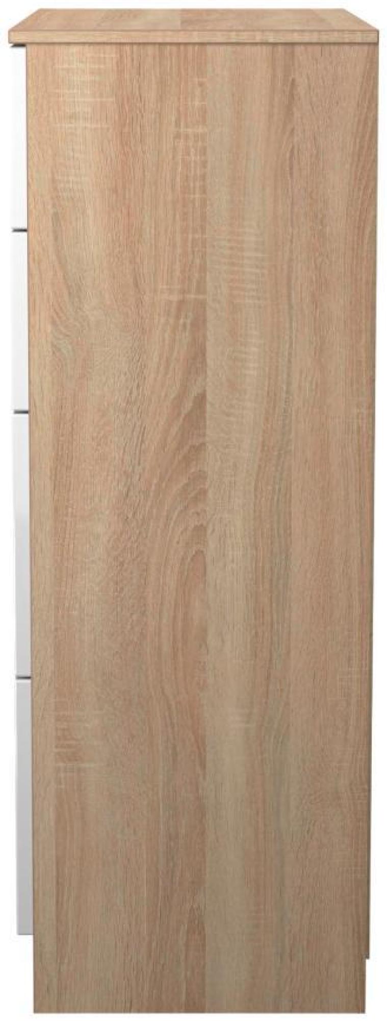 Product photograph of Milan White Gloss And Oak Effect 4 Drawer Deep Chest from Choice Furniture Superstore.
