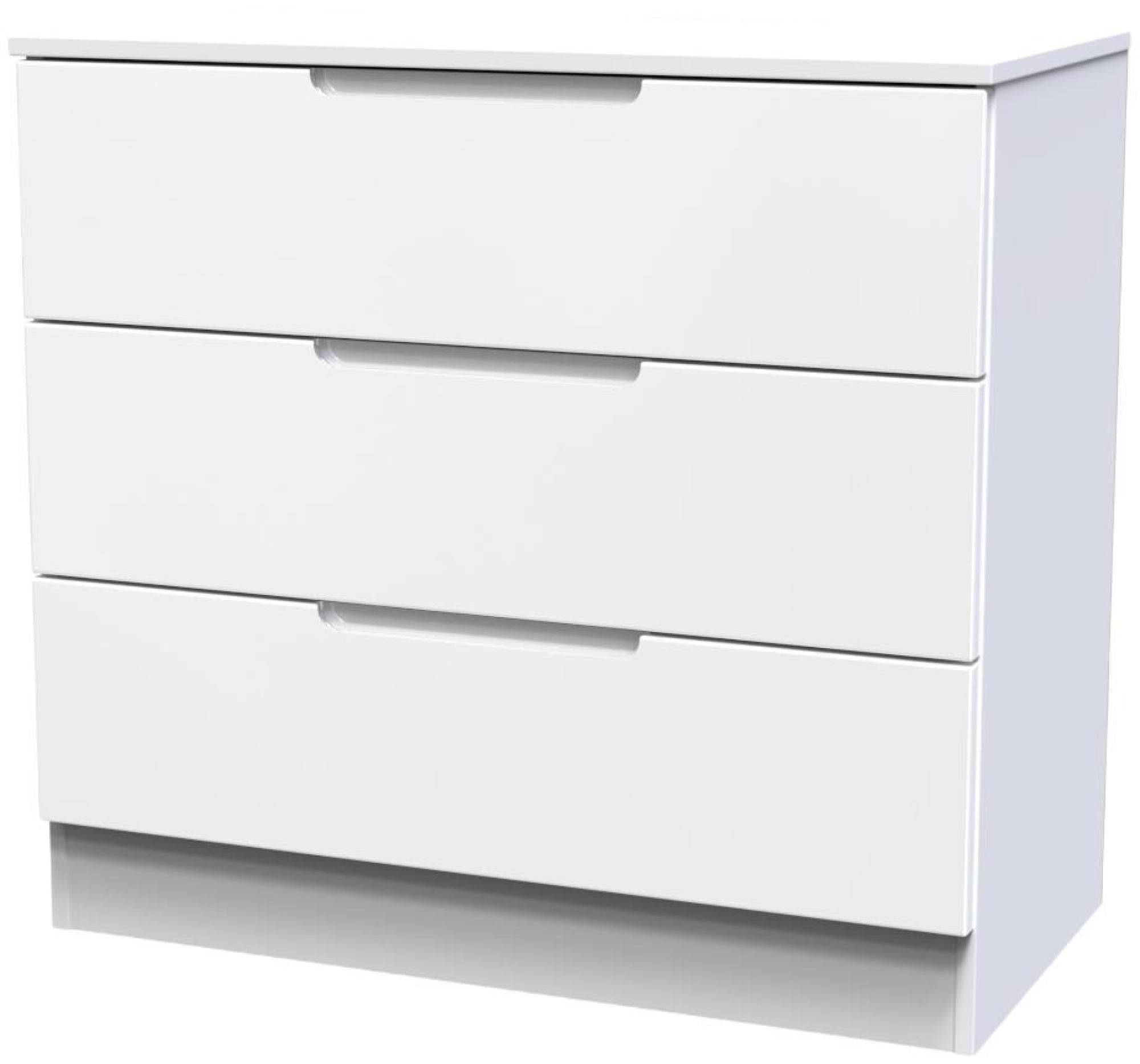 Product photograph of Milan White Gloss 3 Drawer Small Chest from Choice Furniture Superstore.
