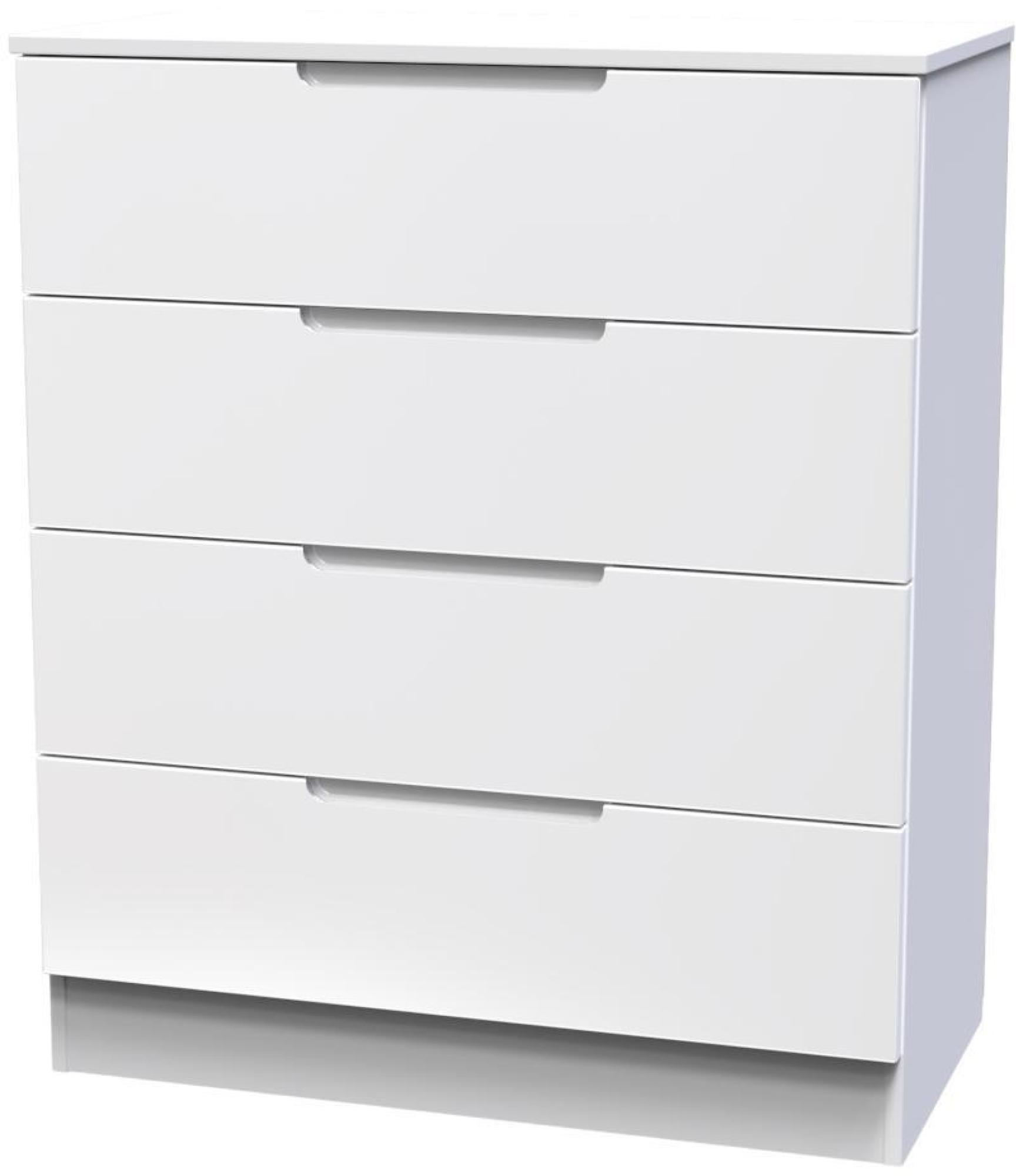 Product photograph of Milan White Gloss 4 Drawer Chest from Choice Furniture Superstore.