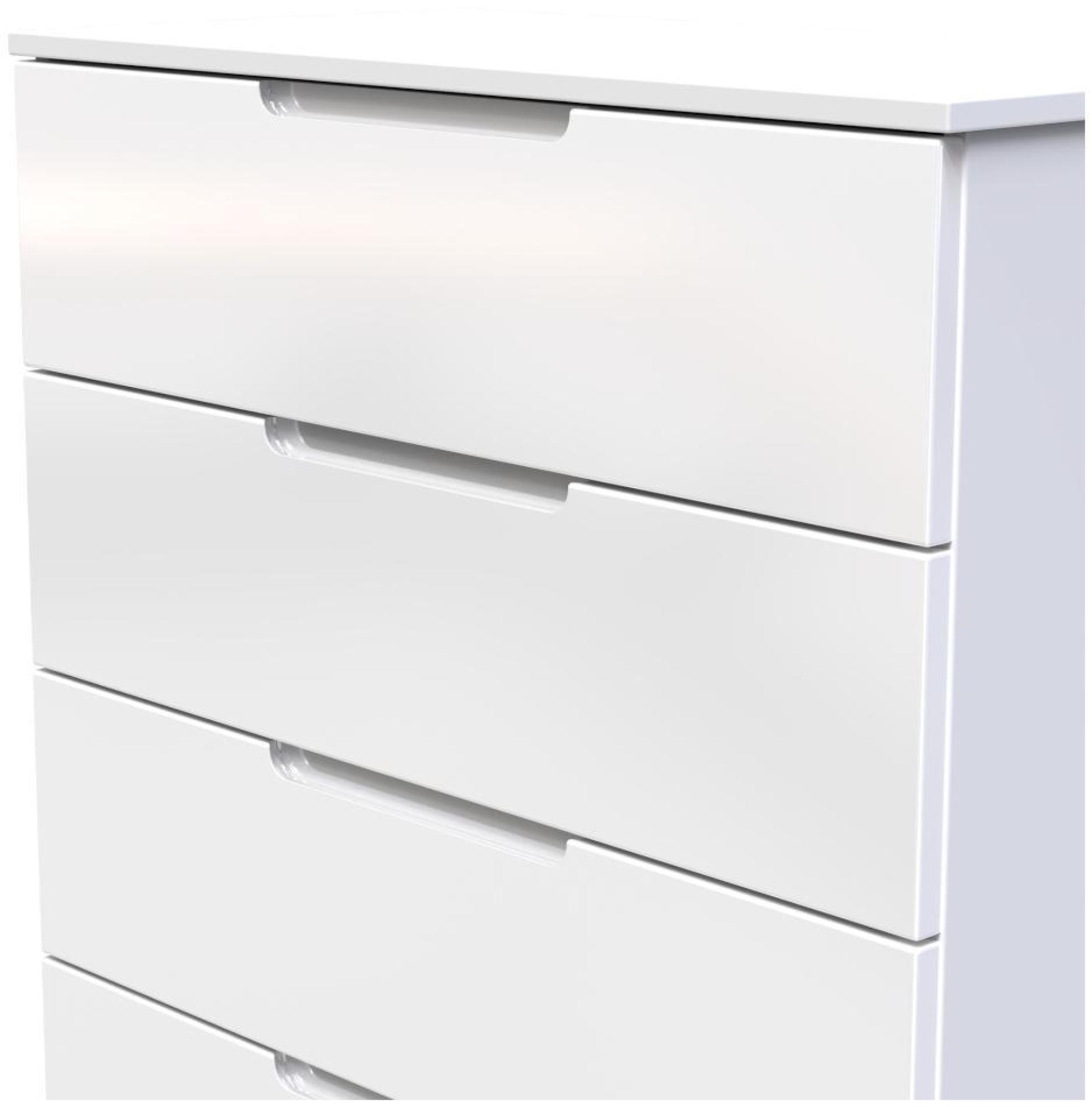 Product photograph of Milan White Gloss 5 Drawer Chest from Choice Furniture Superstore.