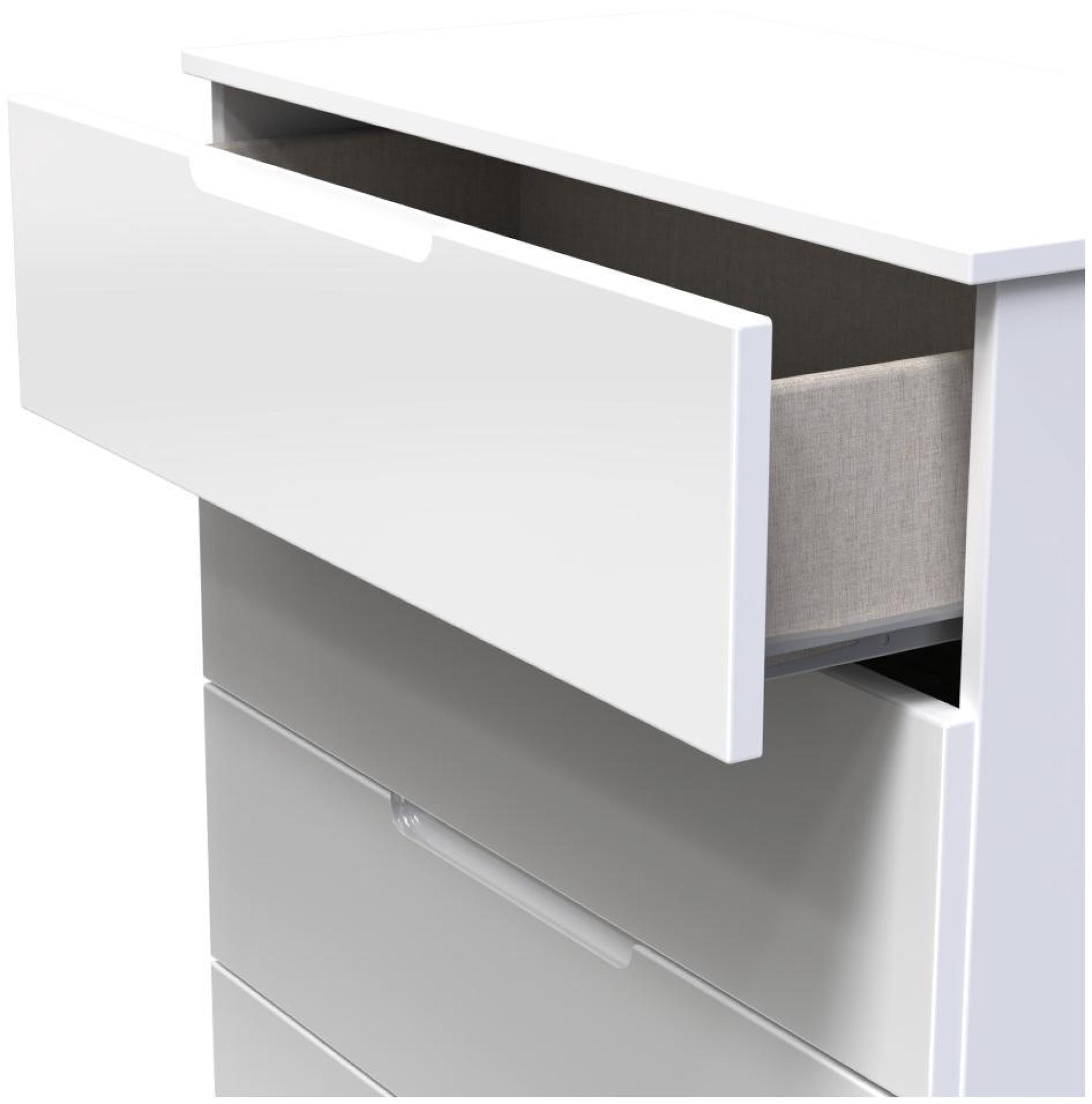Product photograph of Milan White Gloss 5 Drawer Chest from Choice Furniture Superstore.