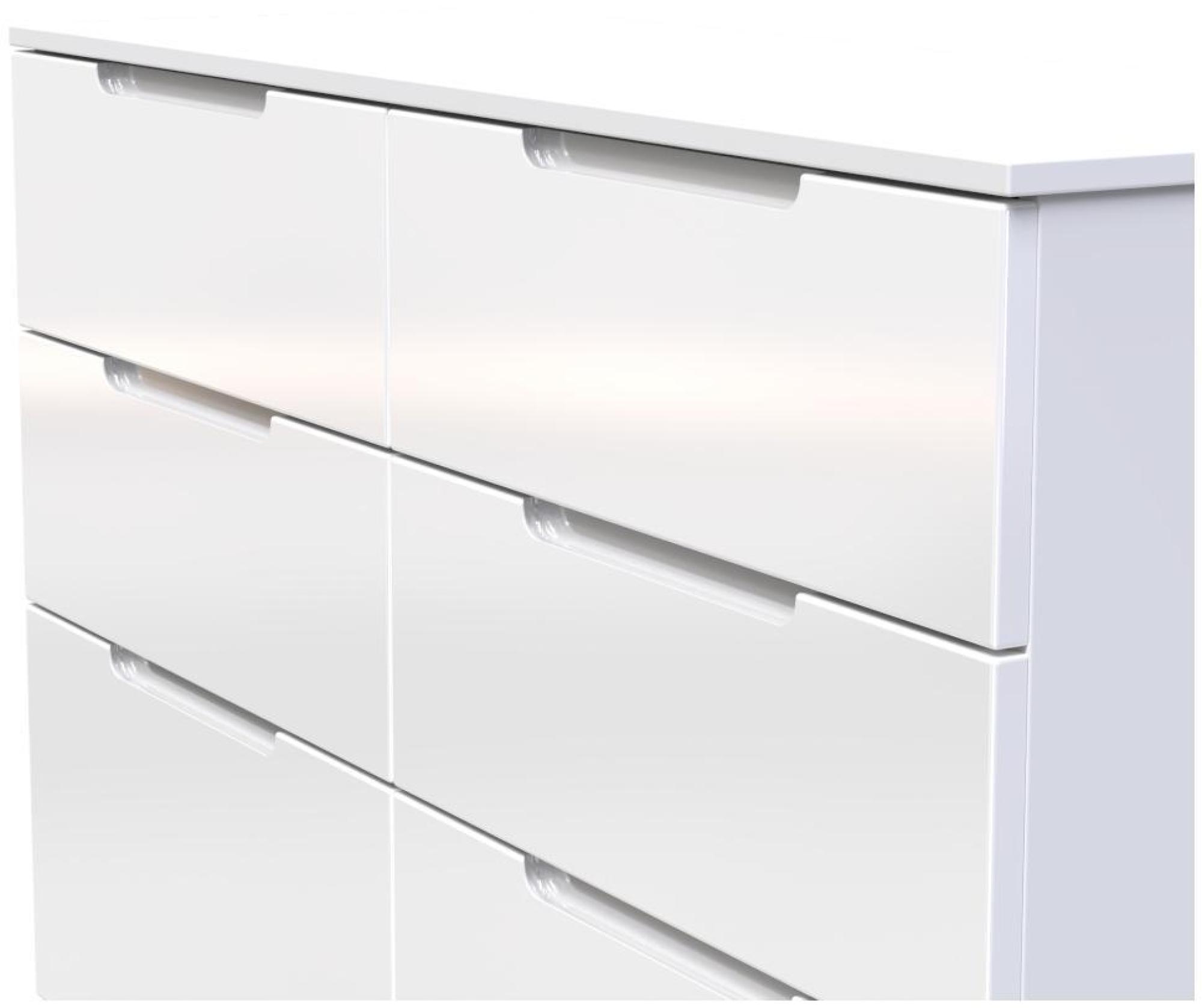 Product photograph of Milan White Gloss 6 Drawer Midi Chest from Choice Furniture Superstore.