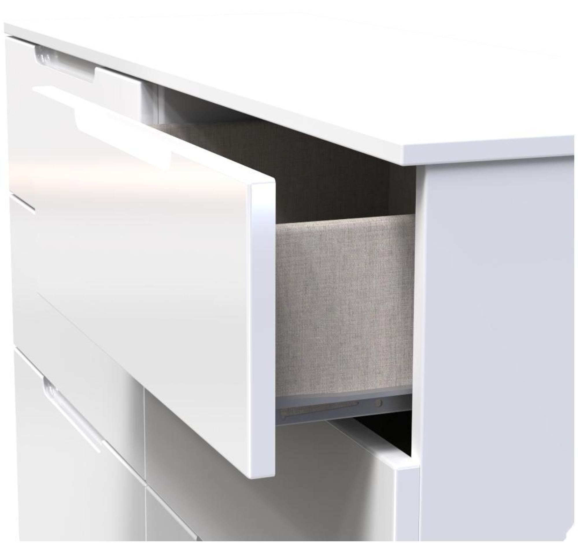 Product photograph of Milan White Gloss 6 Drawer Midi Chest from Choice Furniture Superstore.