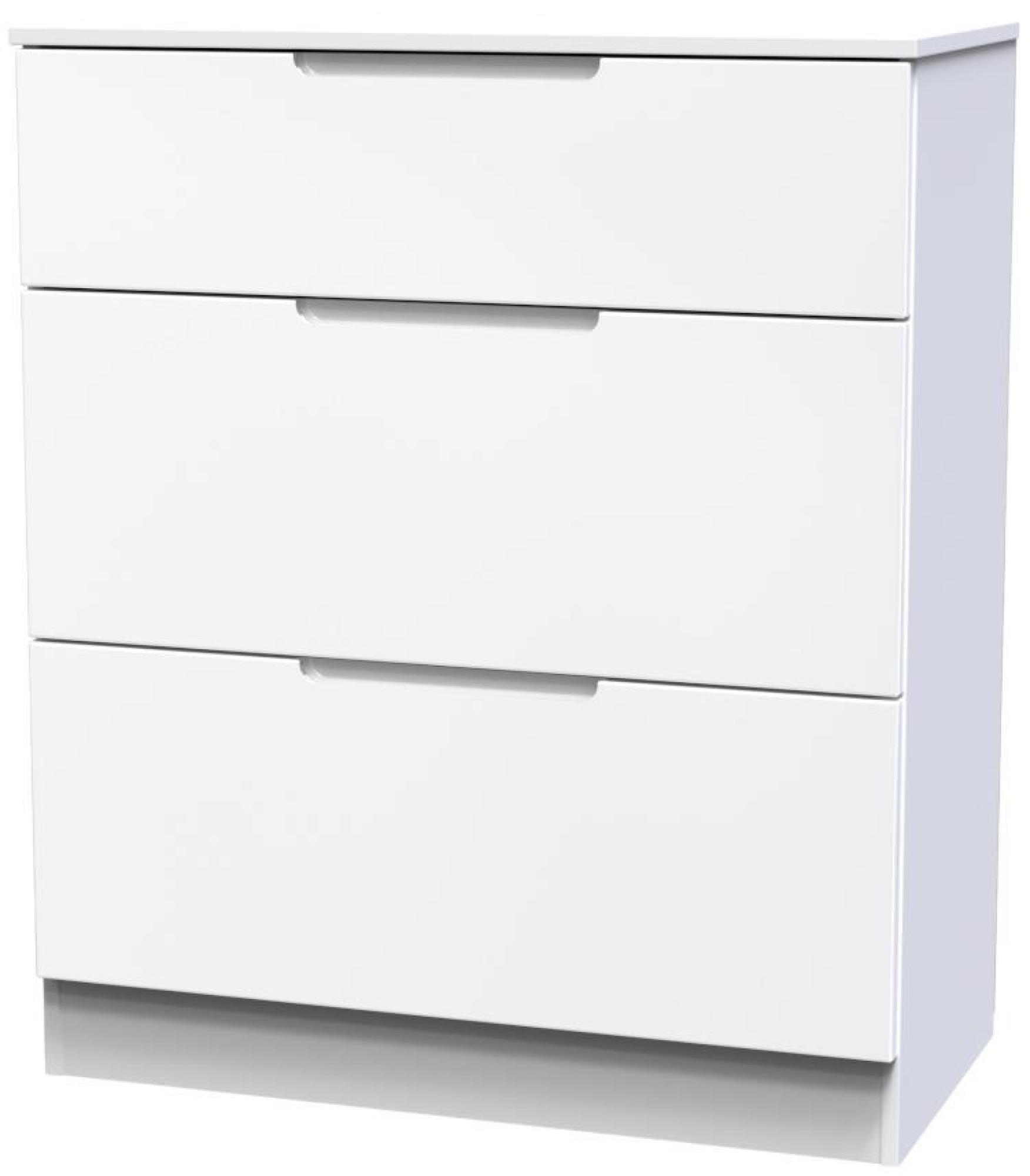 Product photograph of Milan White Gloss 3 Drawer Deep Chest from Choice Furniture Superstore.