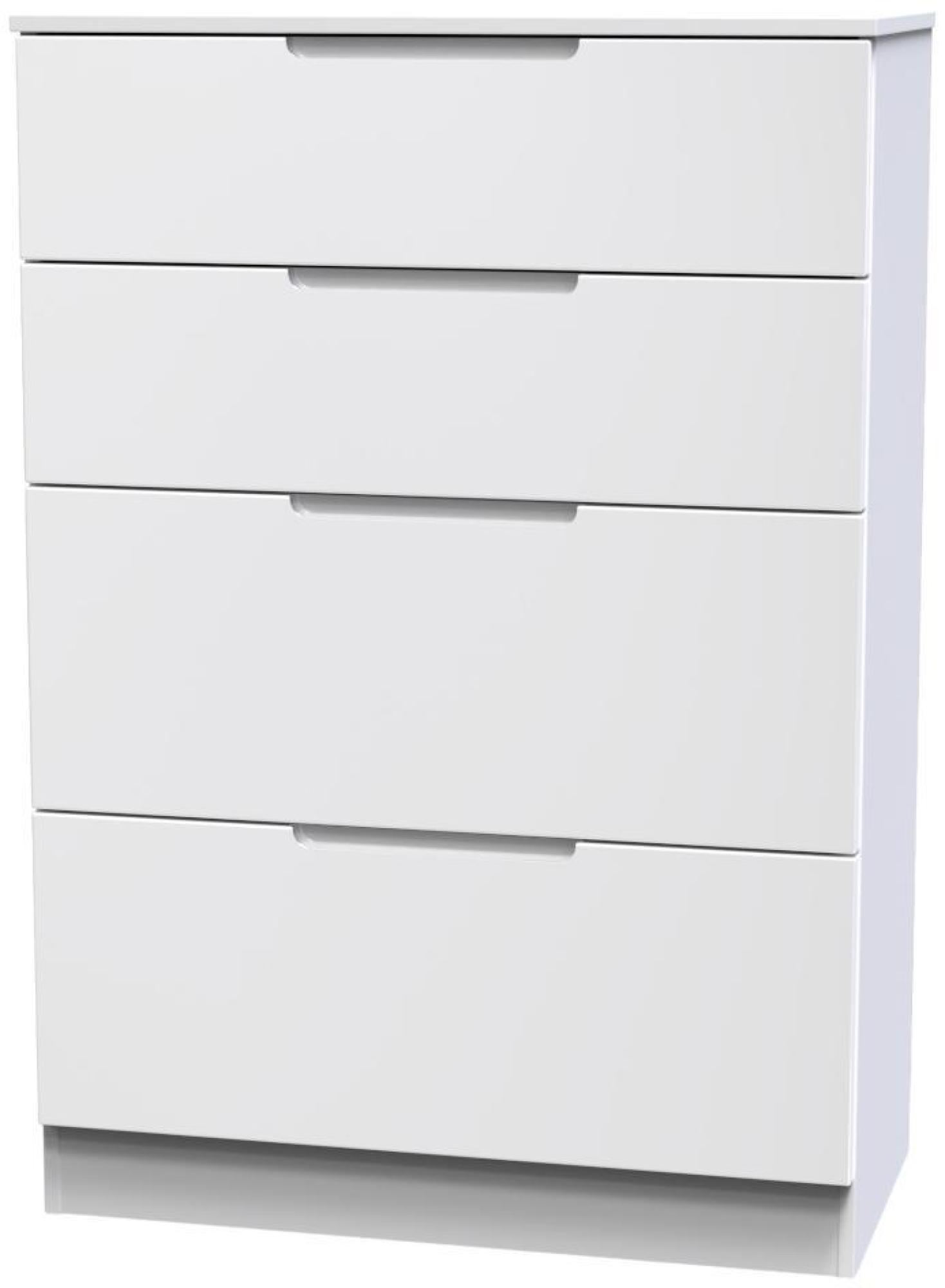 Product photograph of Milan White Gloss 4 Drawer Deep Chest from Choice Furniture Superstore.