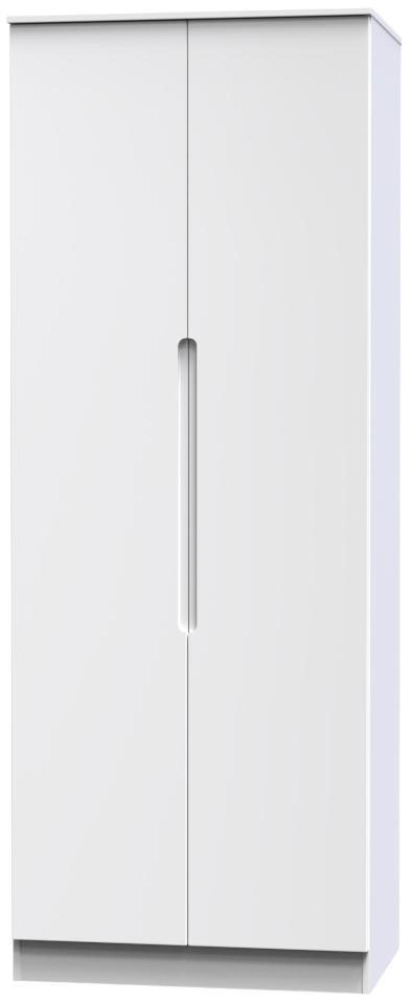 Product photograph of Milan White Gloss 2 Door Plain Tall Wardrobe from Choice Furniture Superstore.