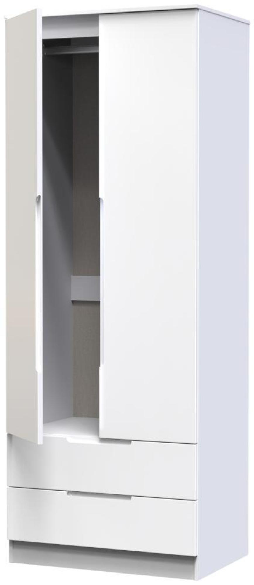 Product photograph of Milan White Gloss 2 Door 2 Drawer Double Wardrobe from Choice Furniture Superstore.