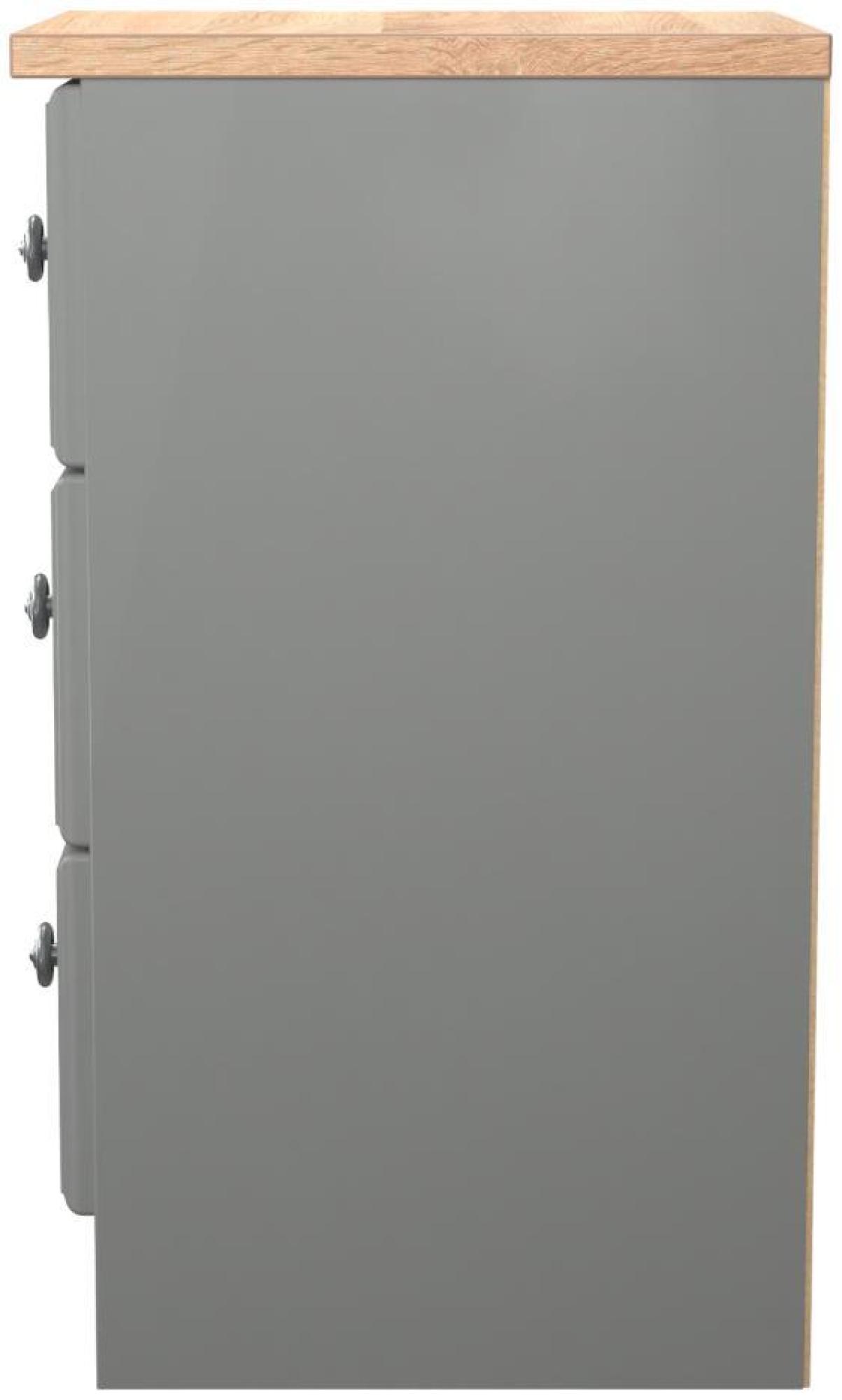 Product photograph of Norfolk Grey And Oak Effect 3 Drawer Bedside Cabinet from Choice Furniture Superstore.