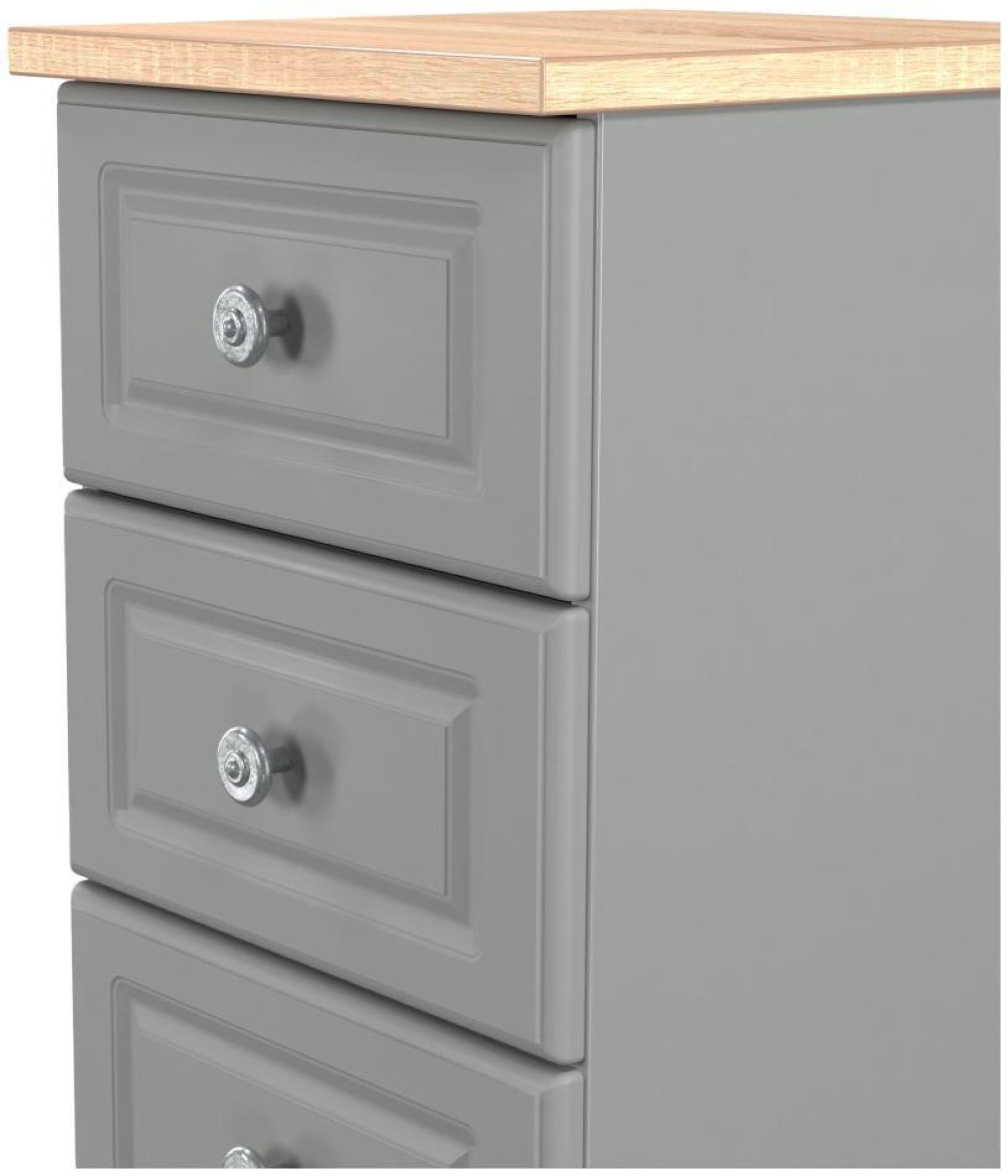 Product photograph of Norfolk Grey And Oak Effect 5 Drawer Narrow Chest from Choice Furniture Superstore.