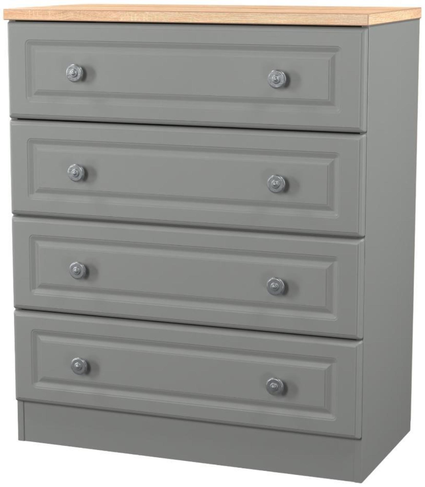 Product photograph of Norfolk Grey And Oak Effect 4 Drawer Chest from Choice Furniture Superstore.