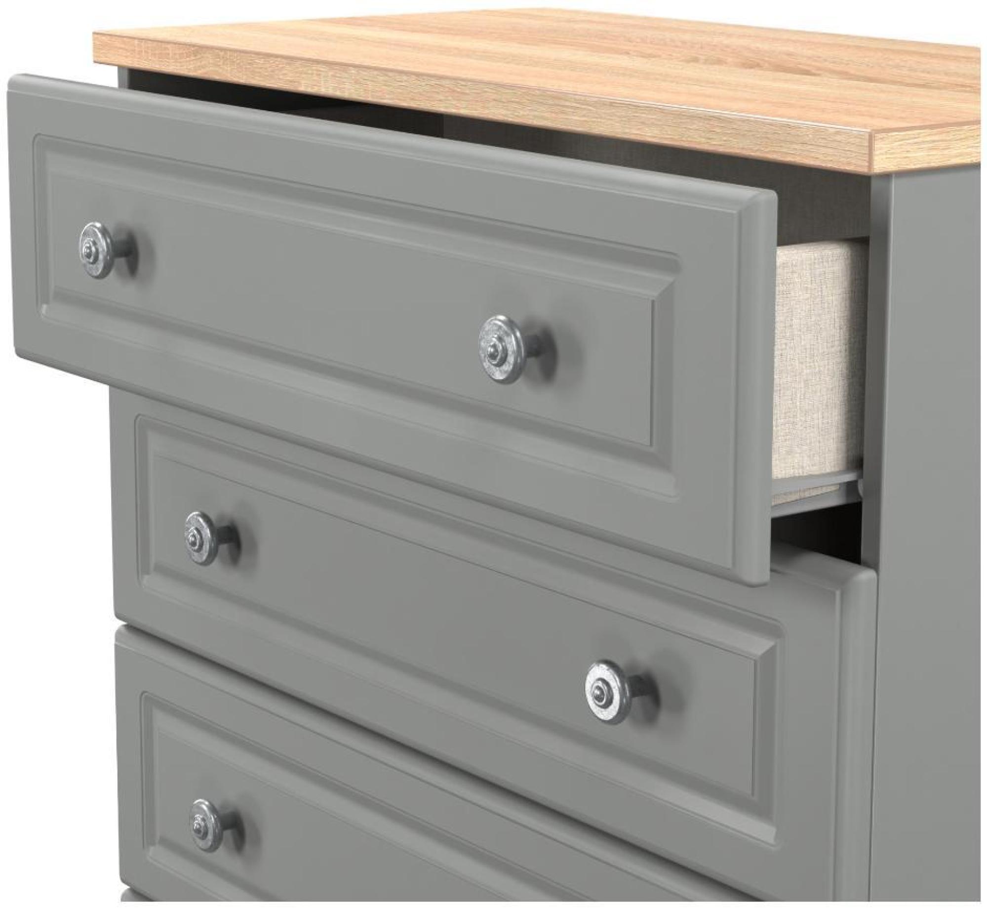 Product photograph of Norfolk Grey And Oak Effect 4 Drawer Chest from Choice Furniture Superstore.