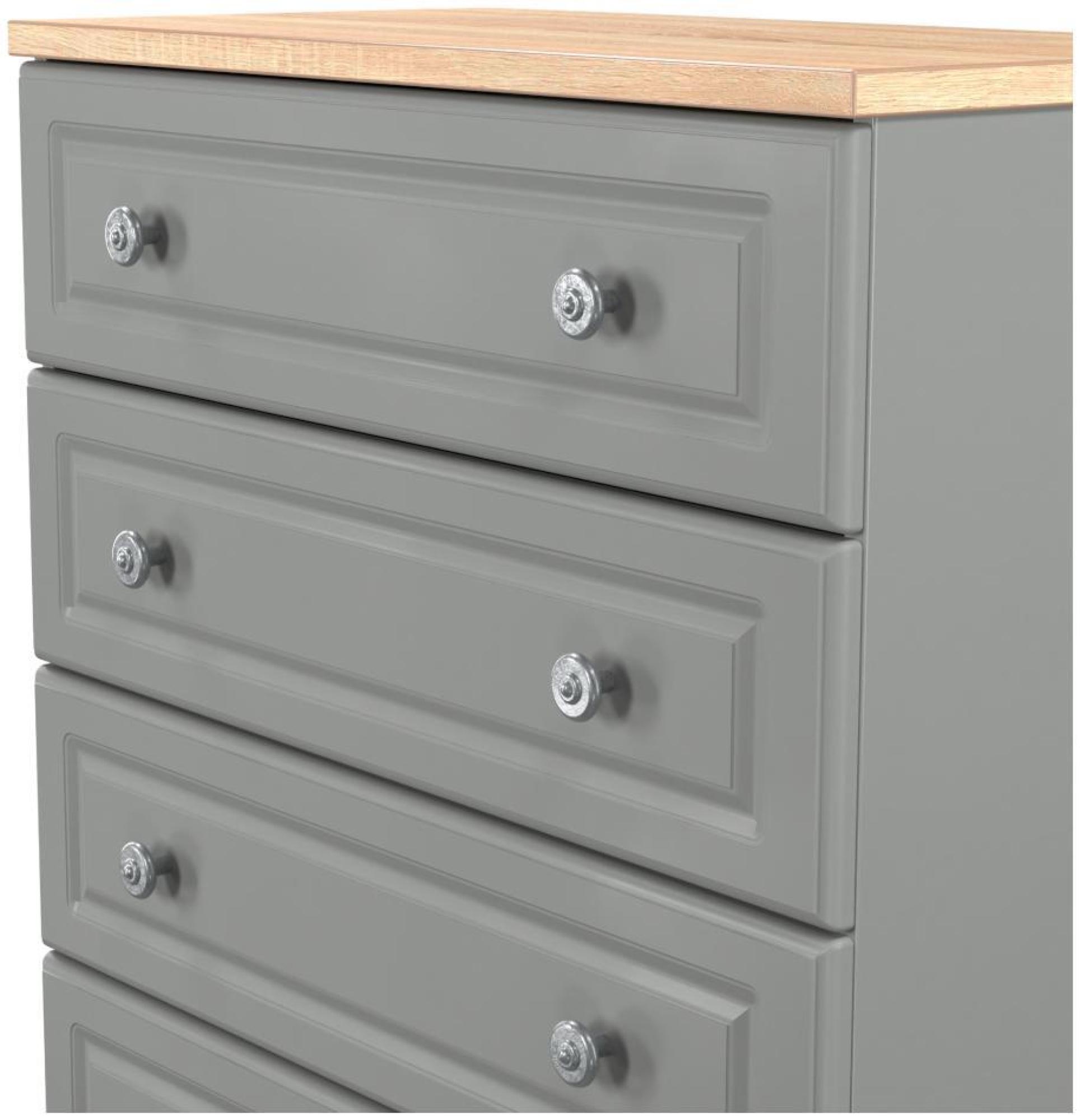 Product photograph of Norfolk Grey And Oak Effect 5 Drawer Chest from Choice Furniture Superstore.