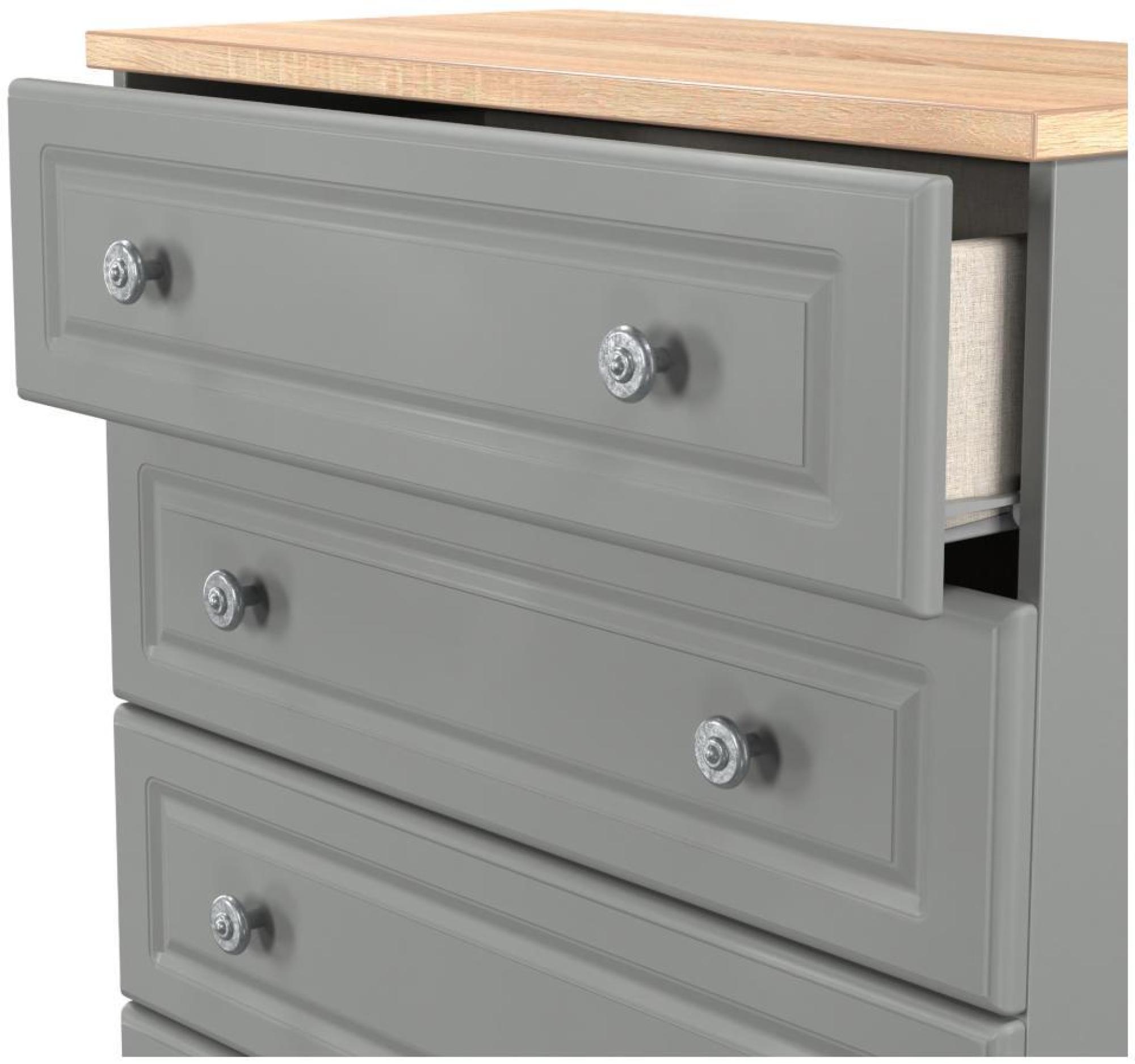Product photograph of Norfolk Grey And Oak Effect 5 Drawer Chest from Choice Furniture Superstore.