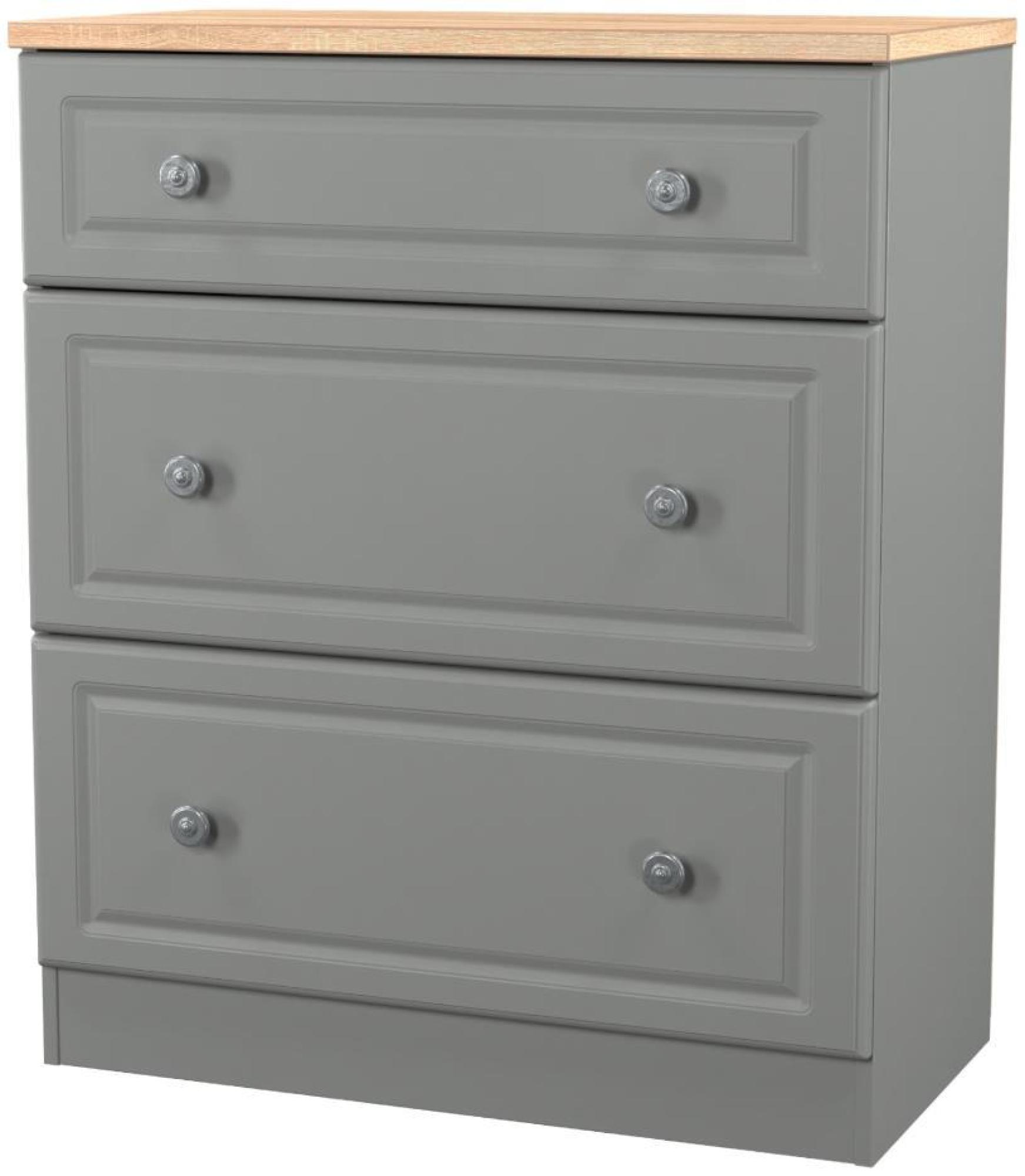 Product photograph of Norfolk Grey And Oak Effect 3 Drawer Deep Chest from Choice Furniture Superstore.