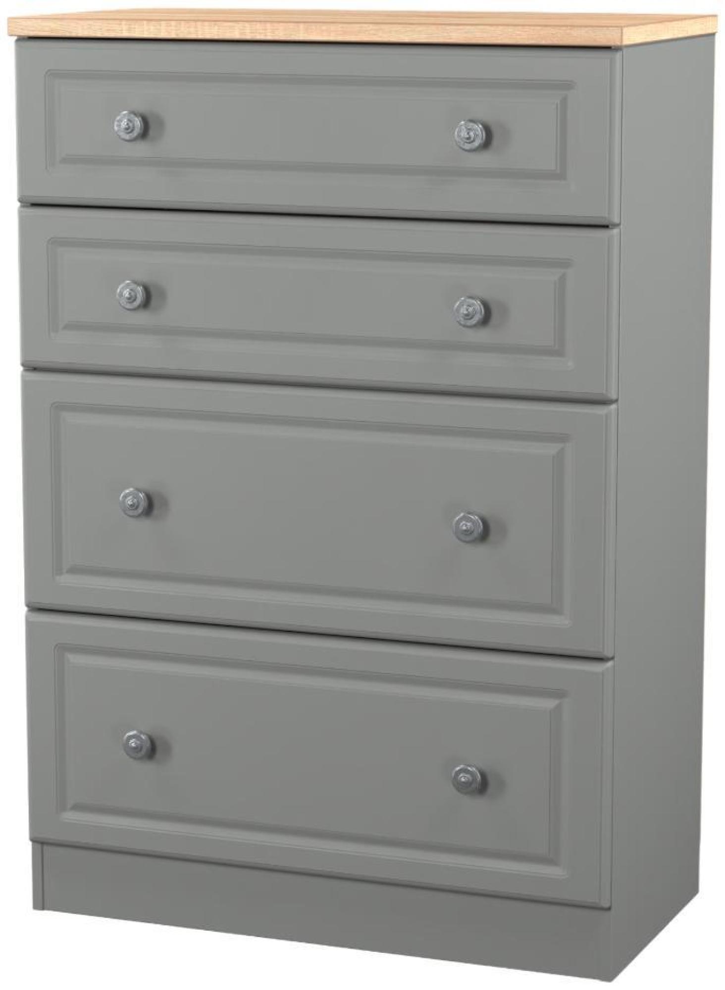 Product photograph of Norfolk Grey And Oak Effect 4 Drawer Deep Chest from Choice Furniture Superstore.