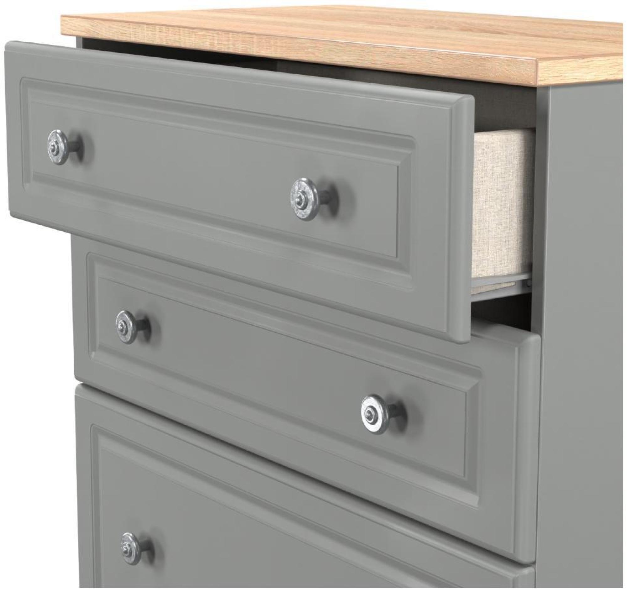 Product photograph of Norfolk Grey And Oak Effect 4 Drawer Deep Chest from Choice Furniture Superstore.