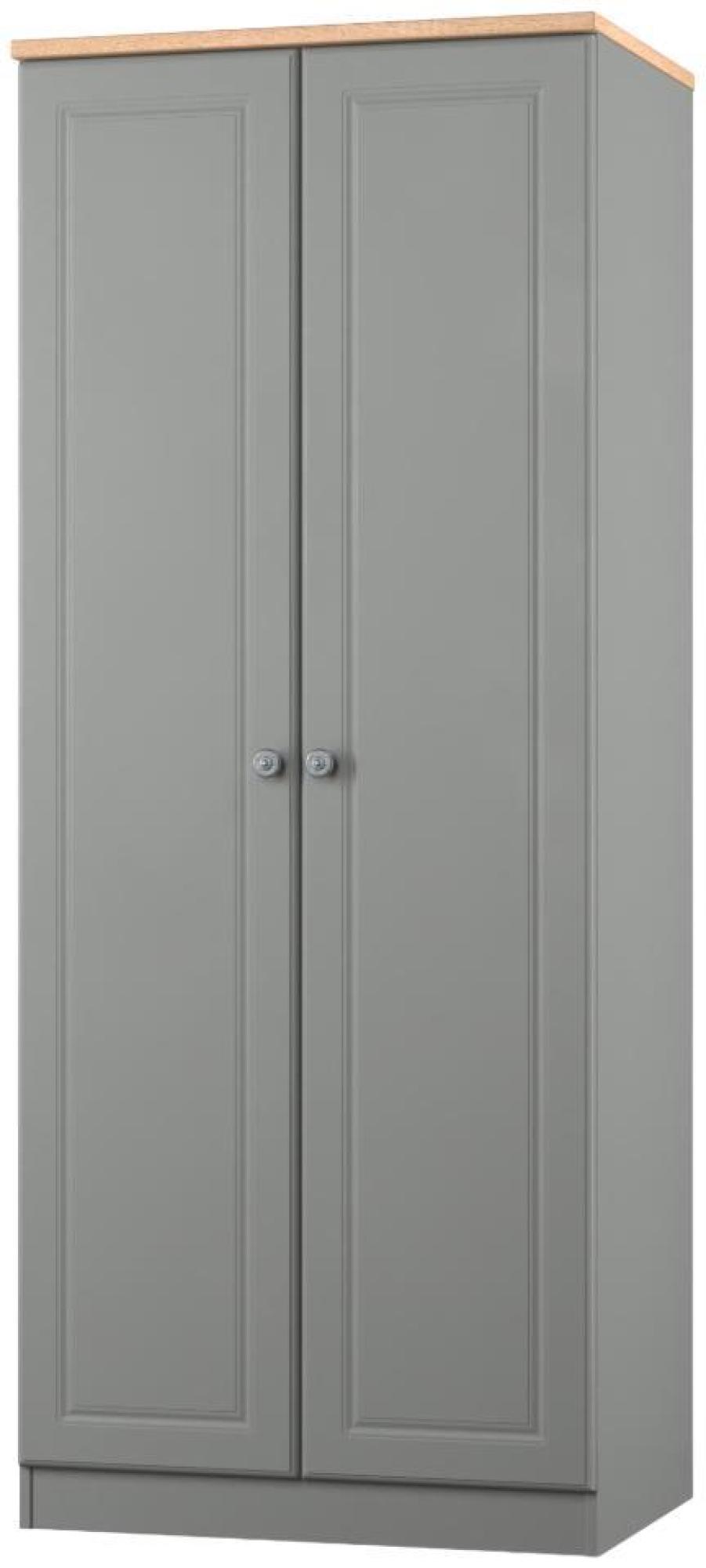 Product photograph of Norfolk Grey And Oak Effect 2 Door Plain Wardrobe from Choice Furniture Superstore.