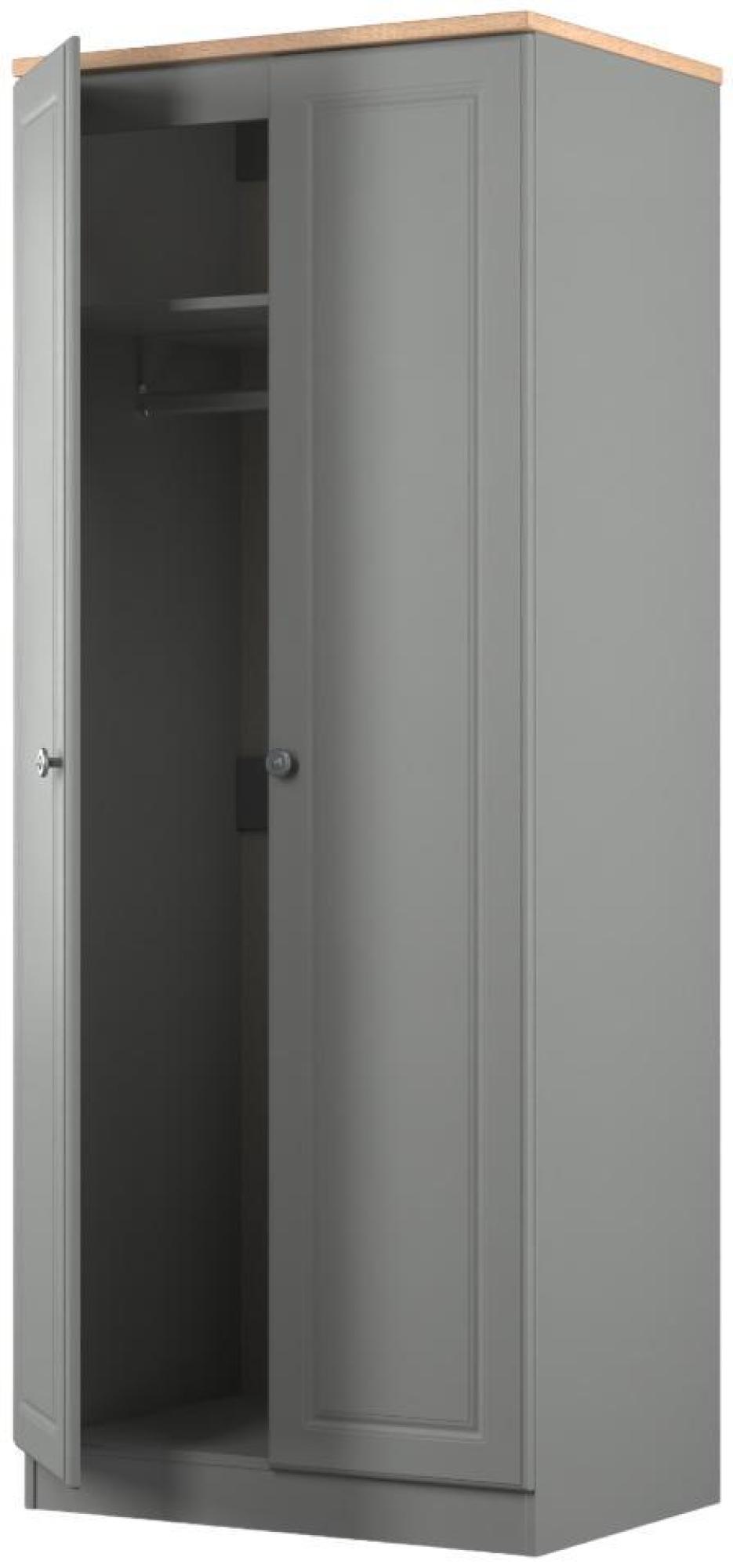 Product photograph of Norfolk Grey And Oak Effect 2 Door Plain Wardrobe from Choice Furniture Superstore.