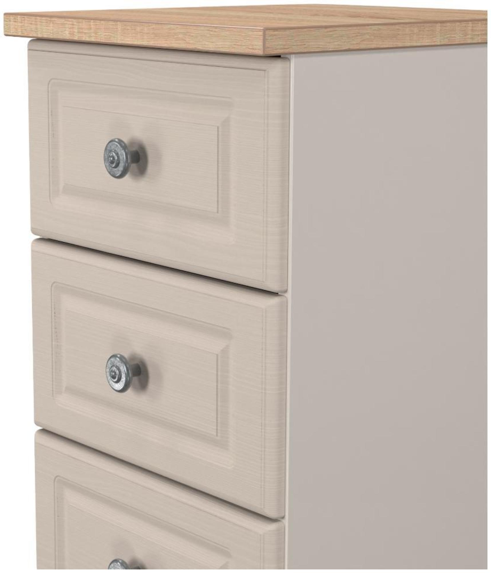 Product photograph of Norfolk Cashmere And Oak Effect 5 Drawer Narrow Chest from Choice Furniture Superstore.