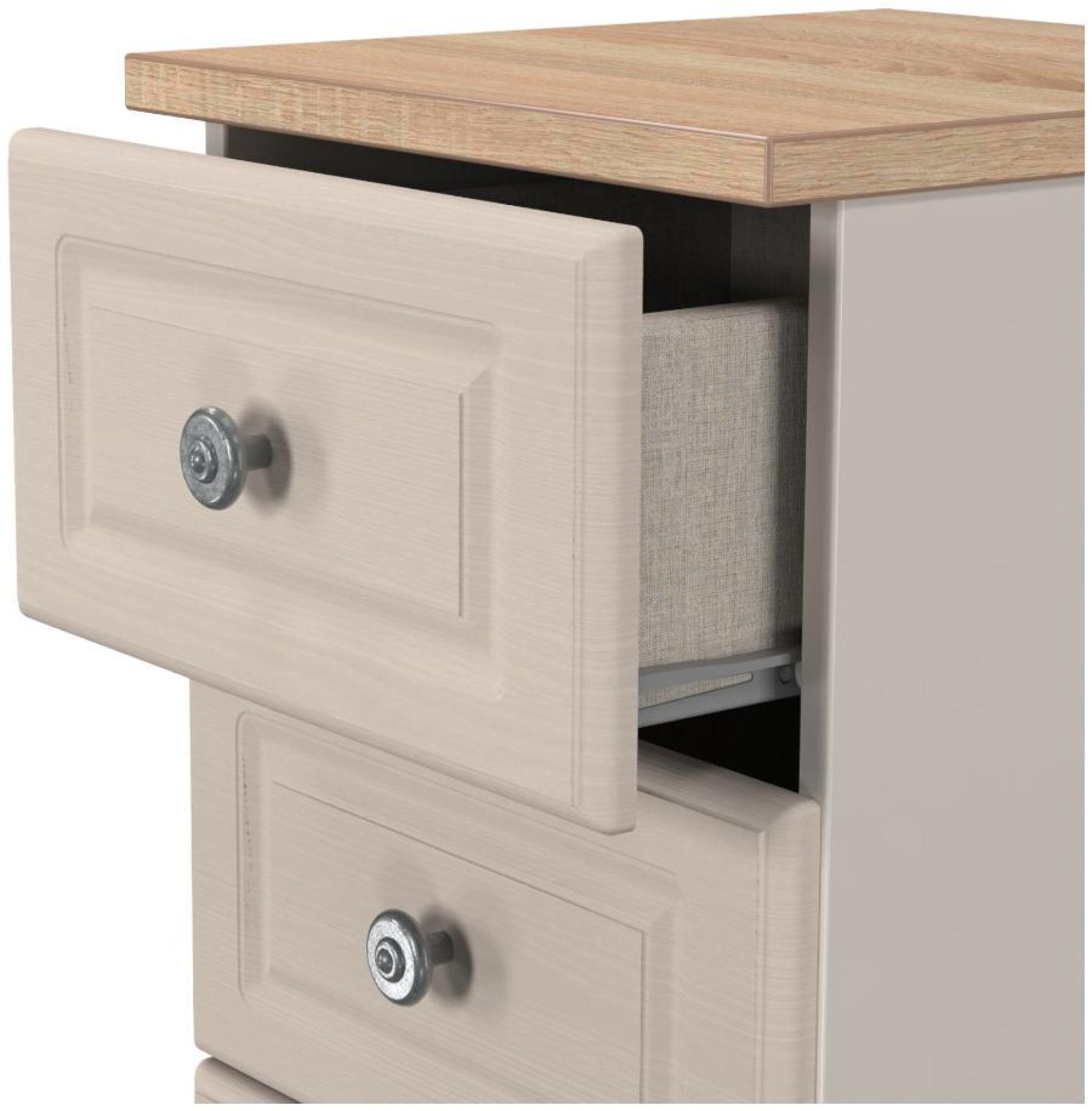 Product photograph of Norfolk Cashmere And Oak Effect 5 Drawer Narrow Chest from Choice Furniture Superstore.