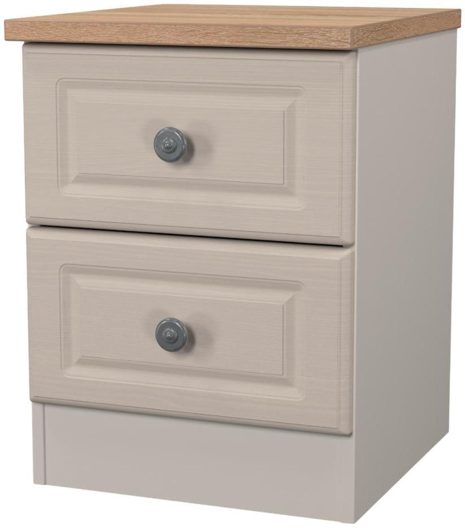 Product photograph of Norfolk Cashmere And Oak Effect Oak 2 Drawer Bedside Cabinet from Choice Furniture Superstore.