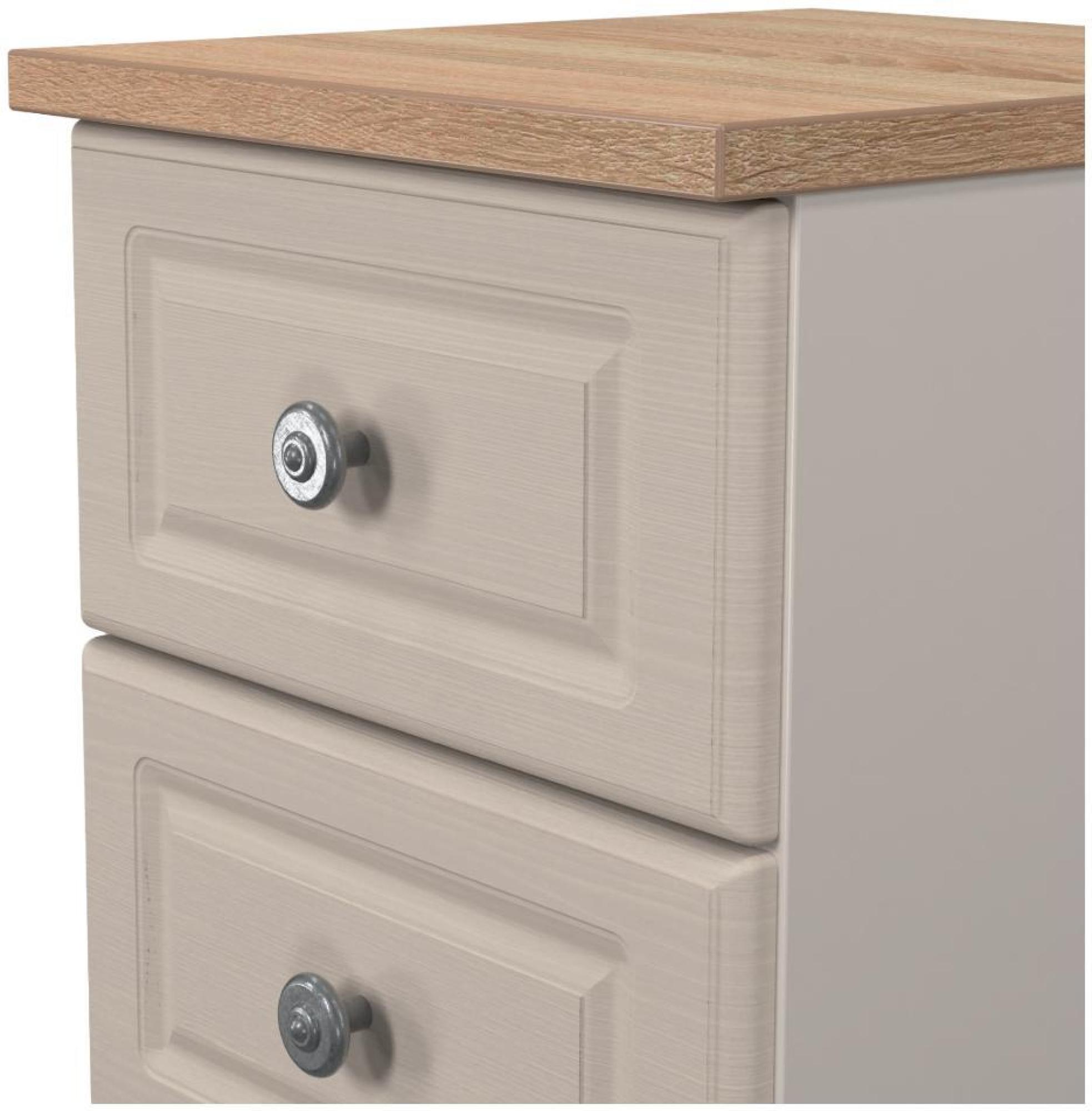 Product photograph of Norfolk Cashmere And Oak Effect Oak 2 Drawer Bedside Cabinet from Choice Furniture Superstore.