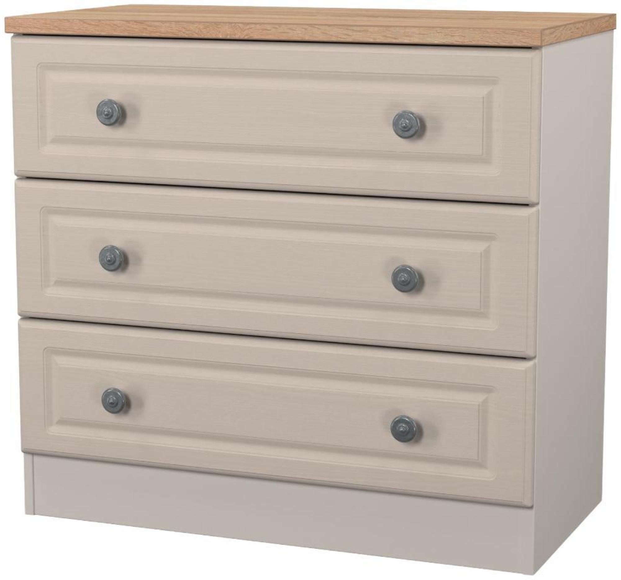 Product photograph of Norfolk Cashmere And Oak Effect 3 Drawer Small Chest from Choice Furniture Superstore.