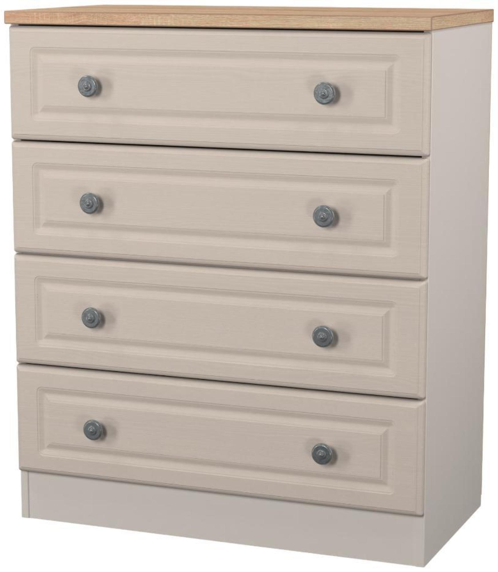 Product photograph of Norfolk Cashmere And Oak Effect 4 Drawer Chest from Choice Furniture Superstore.