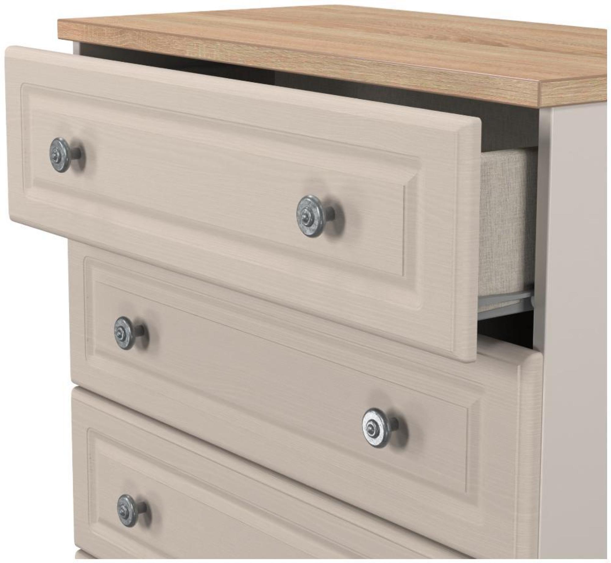 Product photograph of Norfolk Cashmere And Oak Effect 4 Drawer Chest from Choice Furniture Superstore.
