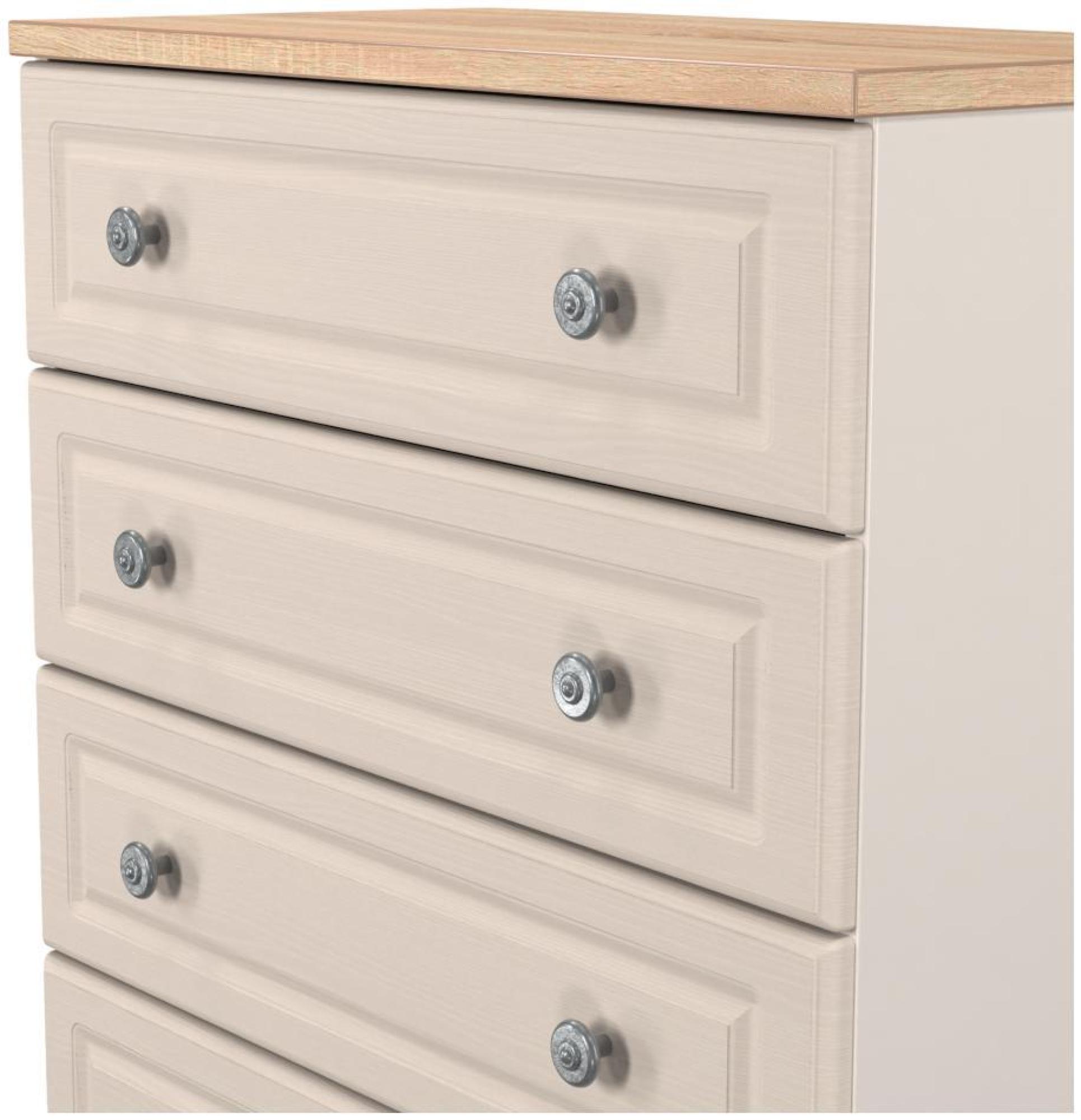 Product photograph of Norfolk Cashmere And Oak Effect 5 Drawer Chest from Choice Furniture Superstore.