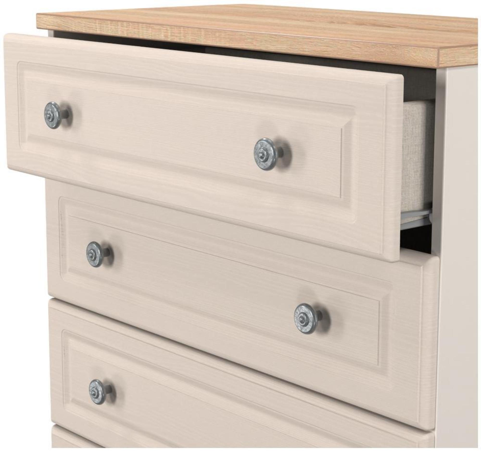 Product photograph of Norfolk Cashmere And Oak Effect 5 Drawer Chest from Choice Furniture Superstore.
