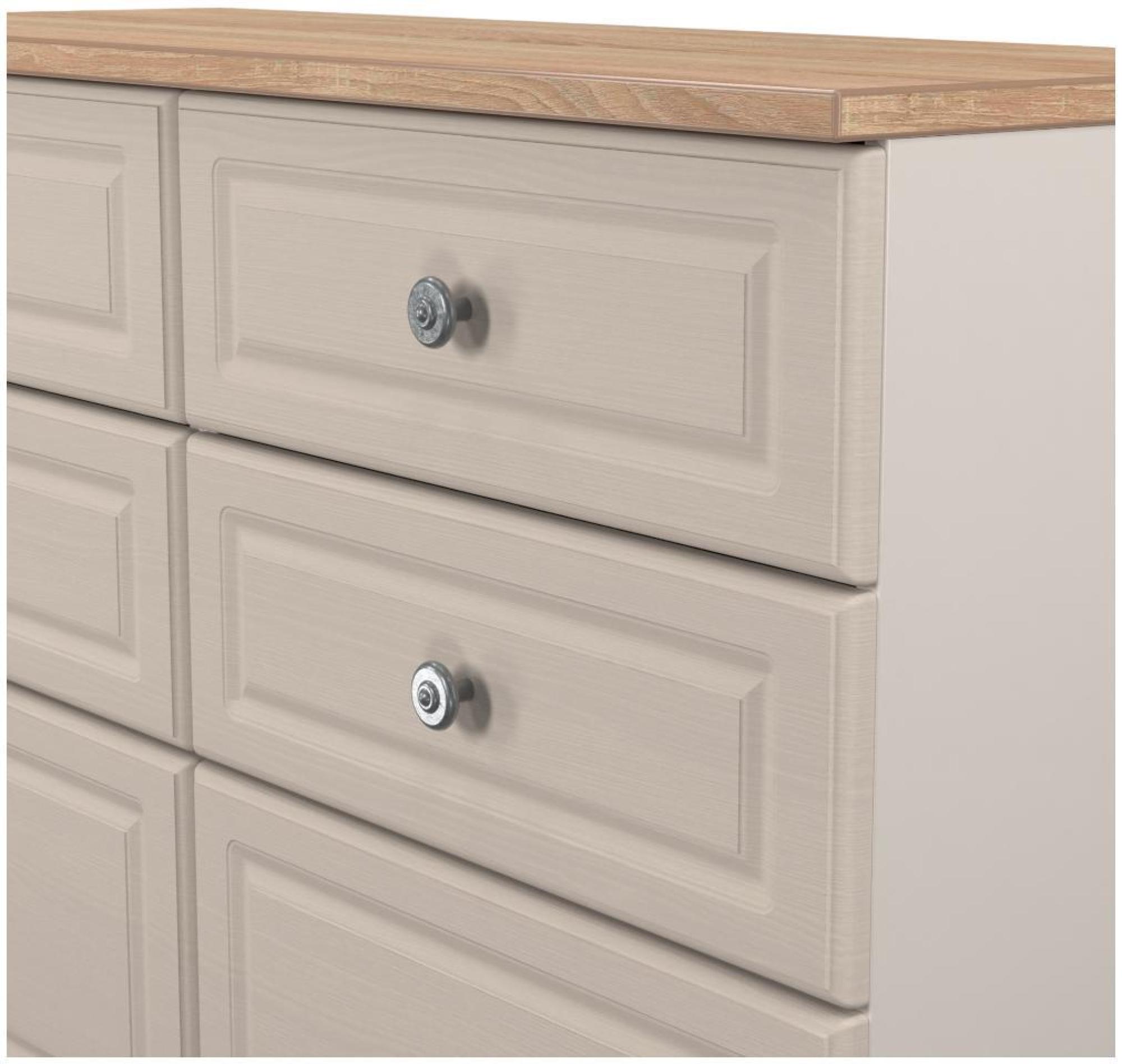 Product photograph of Norfolk Cashmere And Oak Effect 6 Drawer Midi Chest from Choice Furniture Superstore.