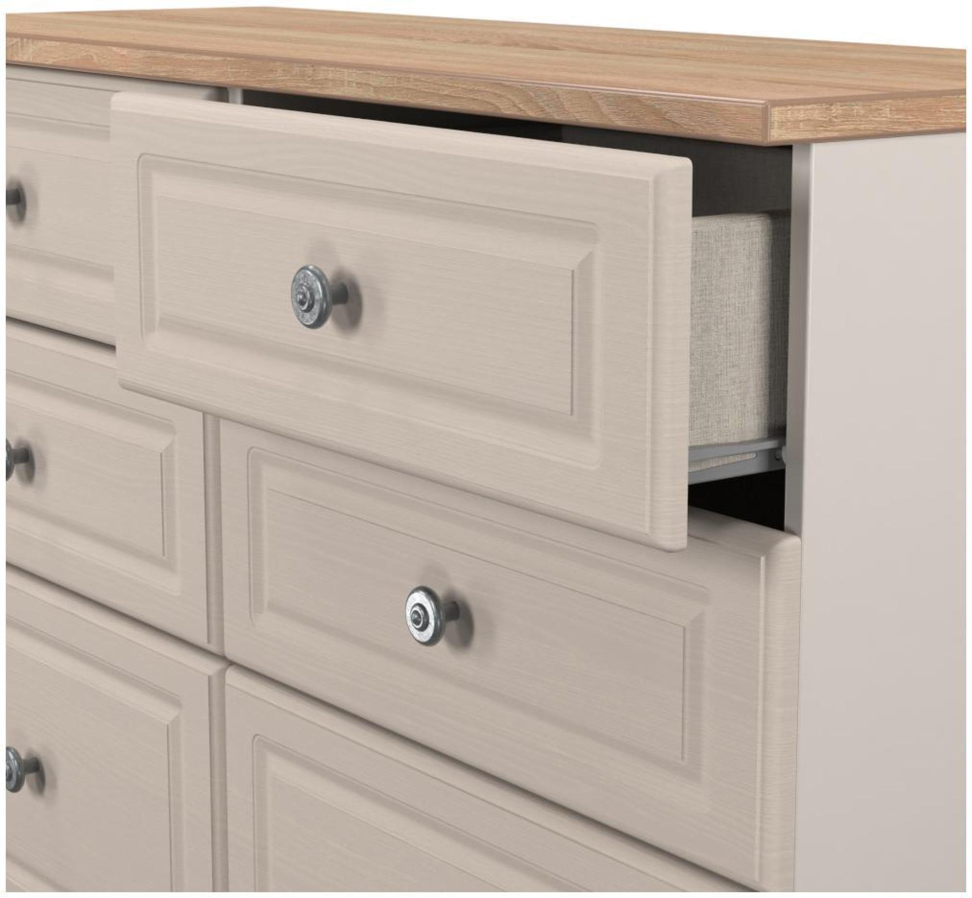 Product photograph of Norfolk Cashmere And Oak Effect 6 Drawer Midi Chest from Choice Furniture Superstore.