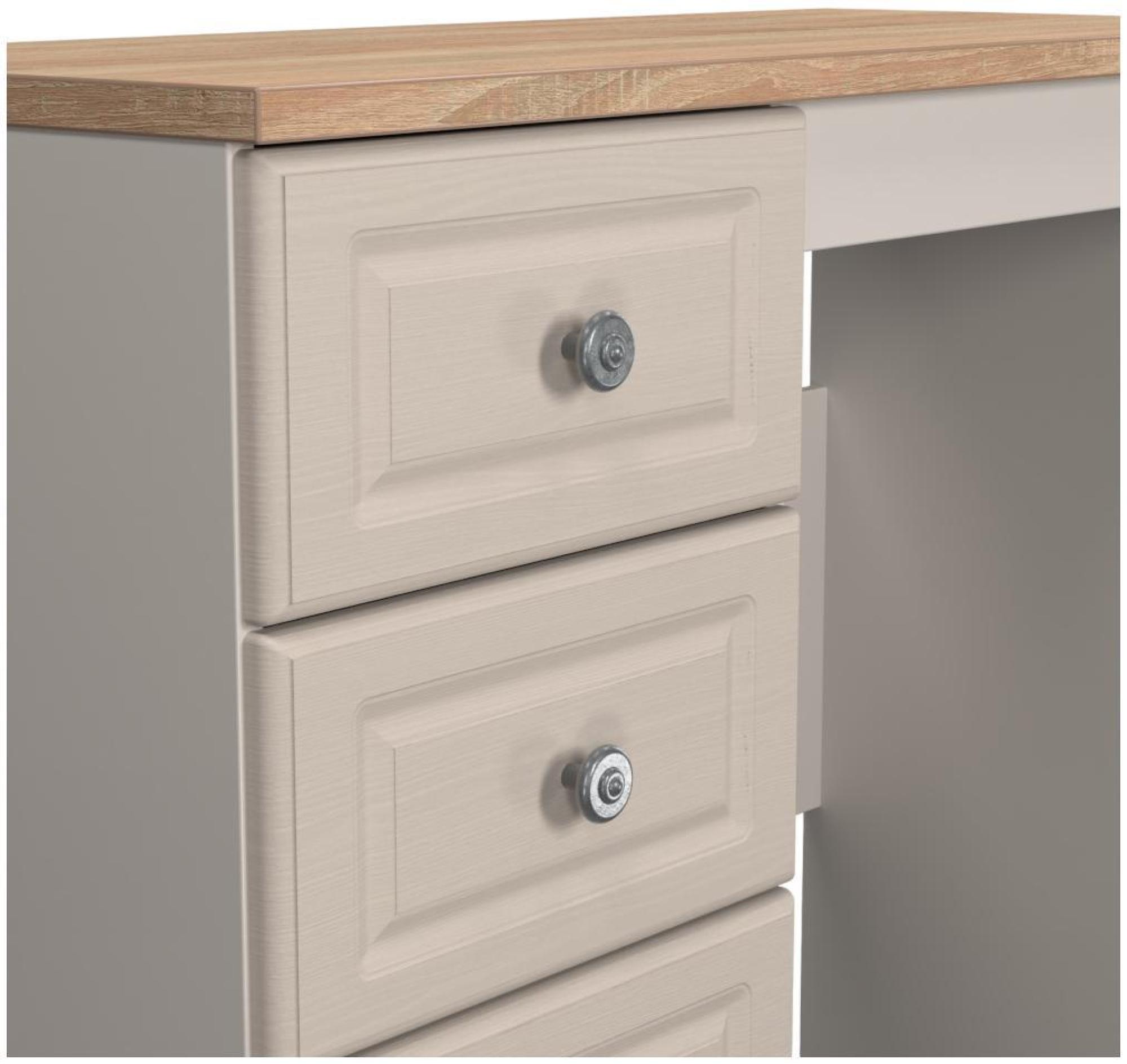 Product photograph of Norfolk Cashmere And Oak Effect 3 Drawer Single Dressing Table from Choice Furniture Superstore.