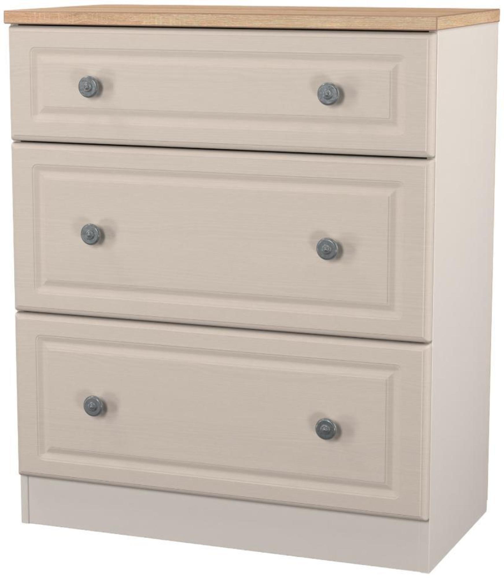 Product photograph of Norfolk Cashmere And Oak Effect 3 Drawer Deep Chest from Choice Furniture Superstore.