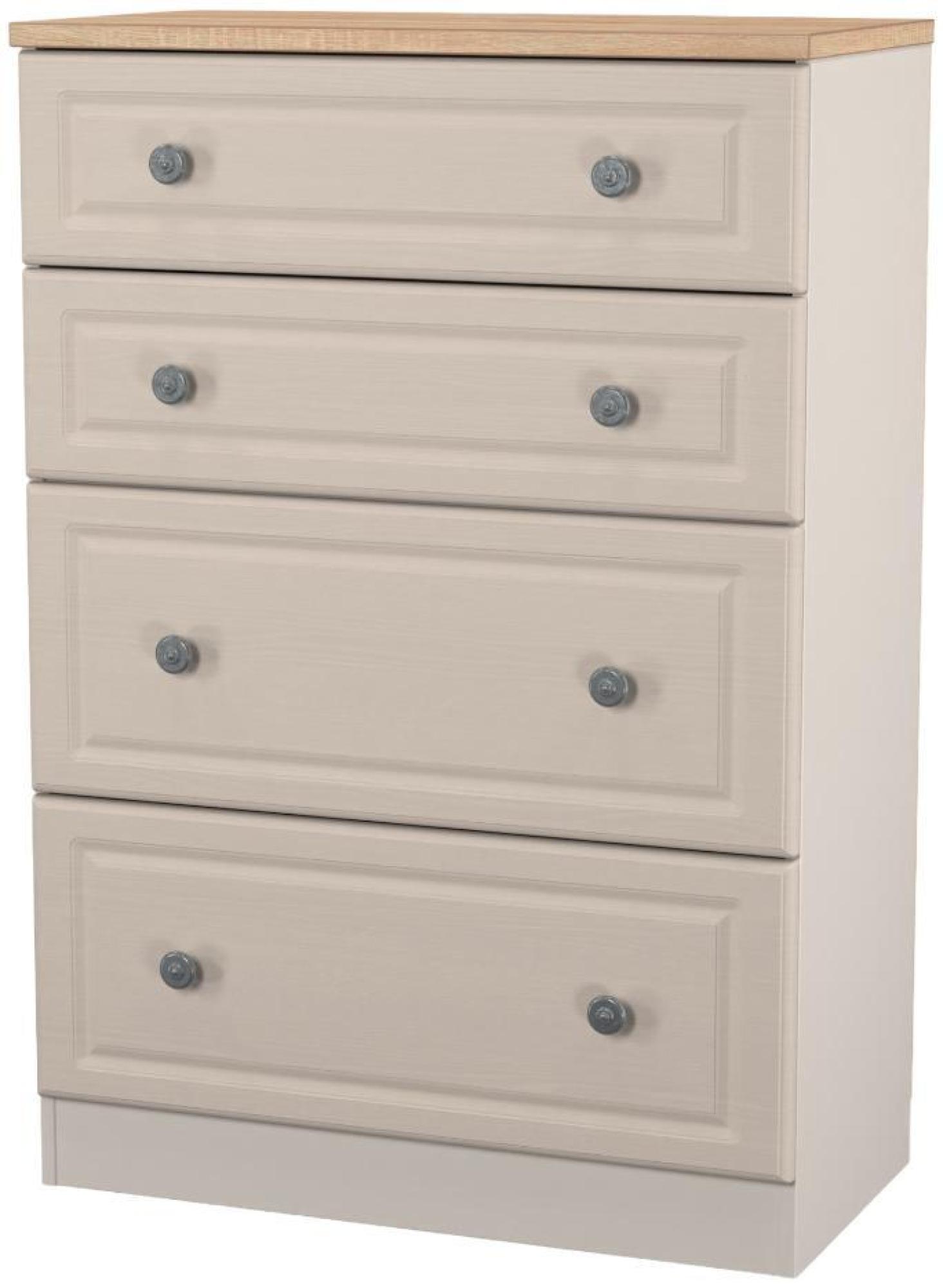 Product photograph of Norfolk Cashmere And Oak Effect 4 Drawer Deep Chest from Choice Furniture Superstore.