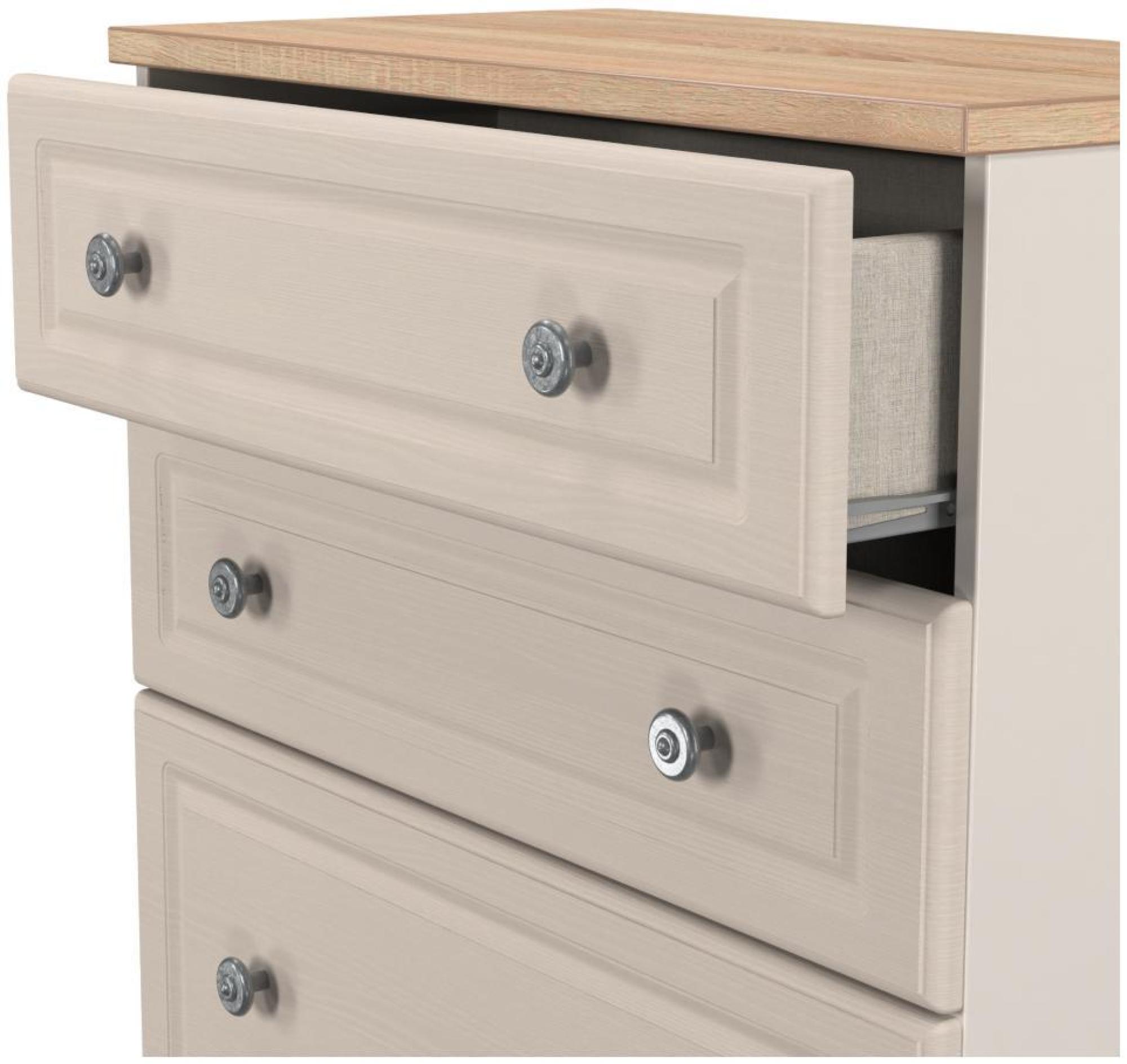 Product photograph of Norfolk Cashmere And Oak Effect 4 Drawer Deep Chest from Choice Furniture Superstore.
