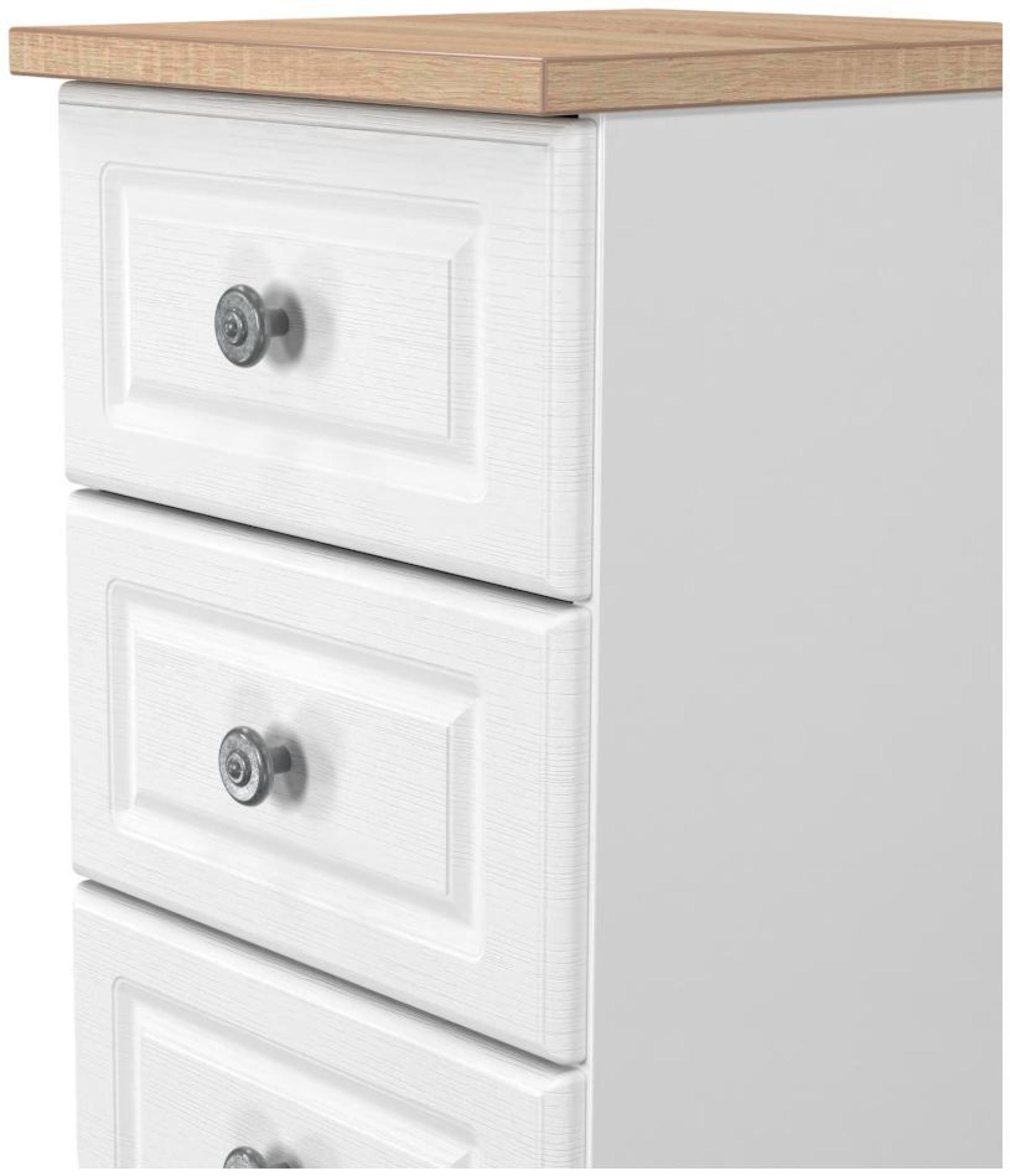 Product photograph of Norfolk White And Oak Effect 5 Drawer Narrow Chest from Choice Furniture Superstore.