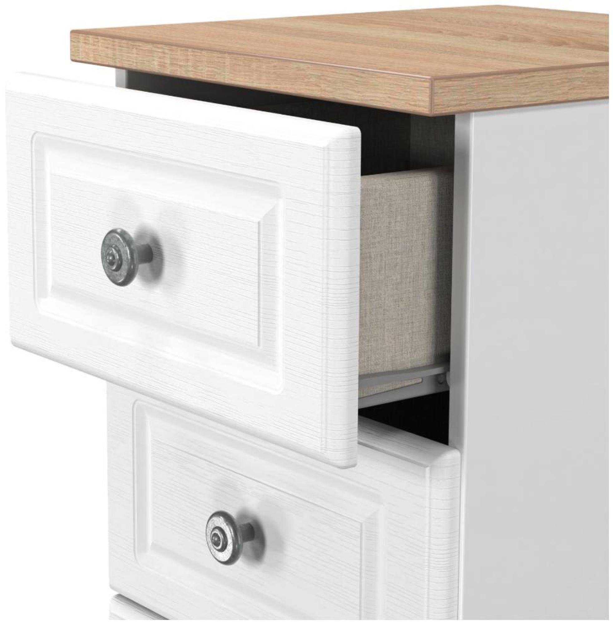 Product photograph of Norfolk White And Oak Effect 5 Drawer Narrow Chest from Choice Furniture Superstore.