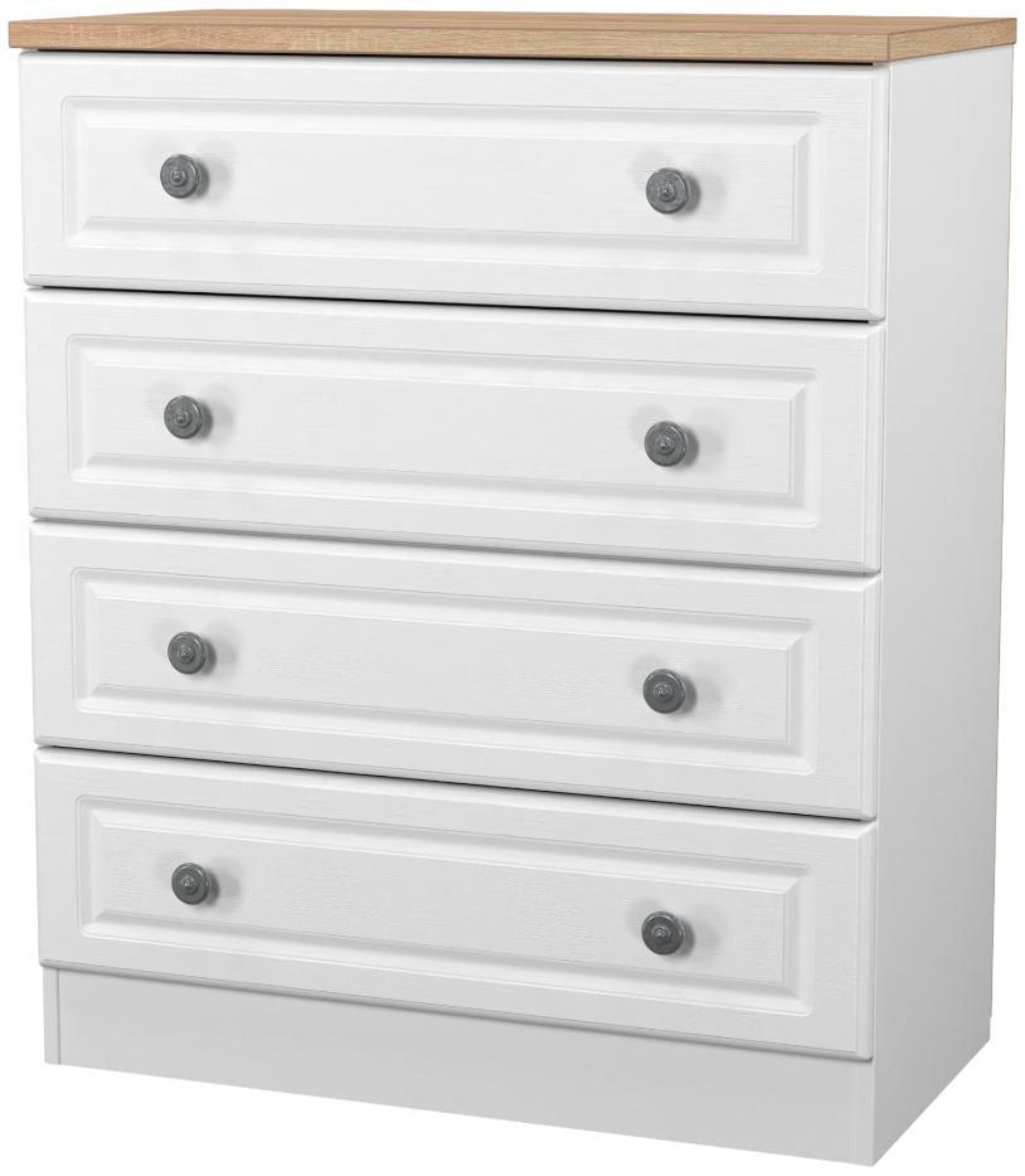 Product photograph of Norfolk White And Oak Effect 4 Drawer Chest from Choice Furniture Superstore.