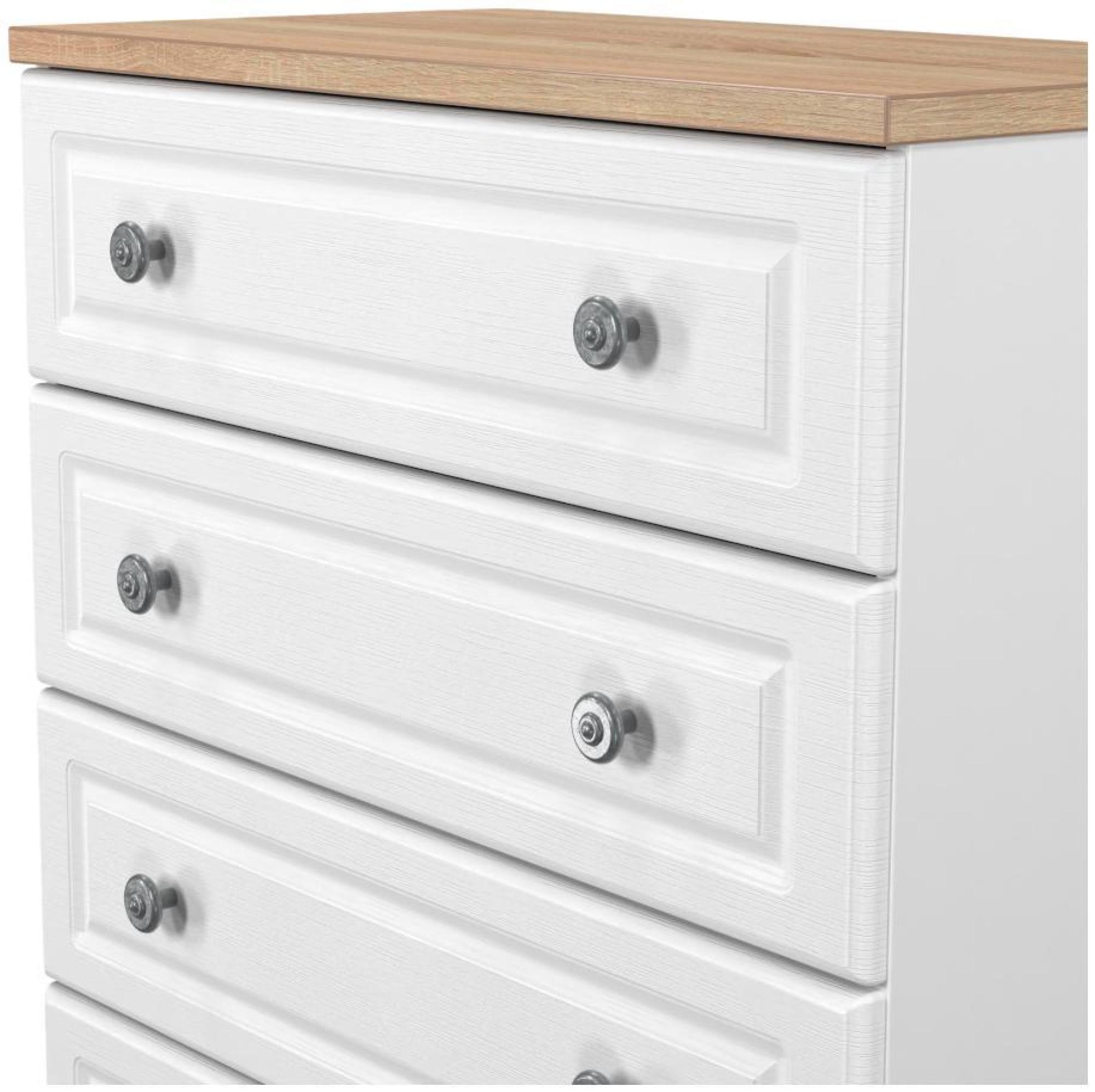 Product photograph of Norfolk White And Oak Effect 4 Drawer Chest from Choice Furniture Superstore.
