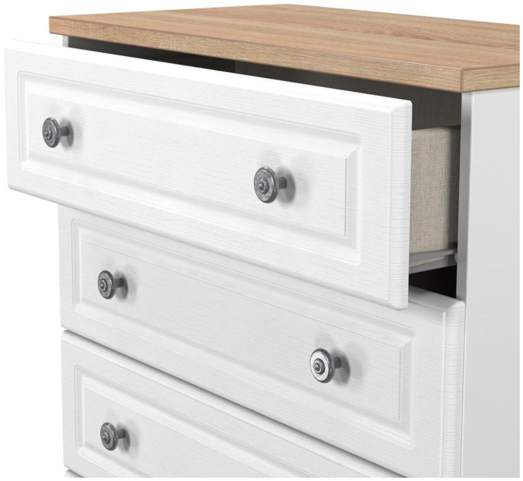 Product photograph of Norfolk White And Oak Effect 4 Drawer Chest from Choice Furniture Superstore.