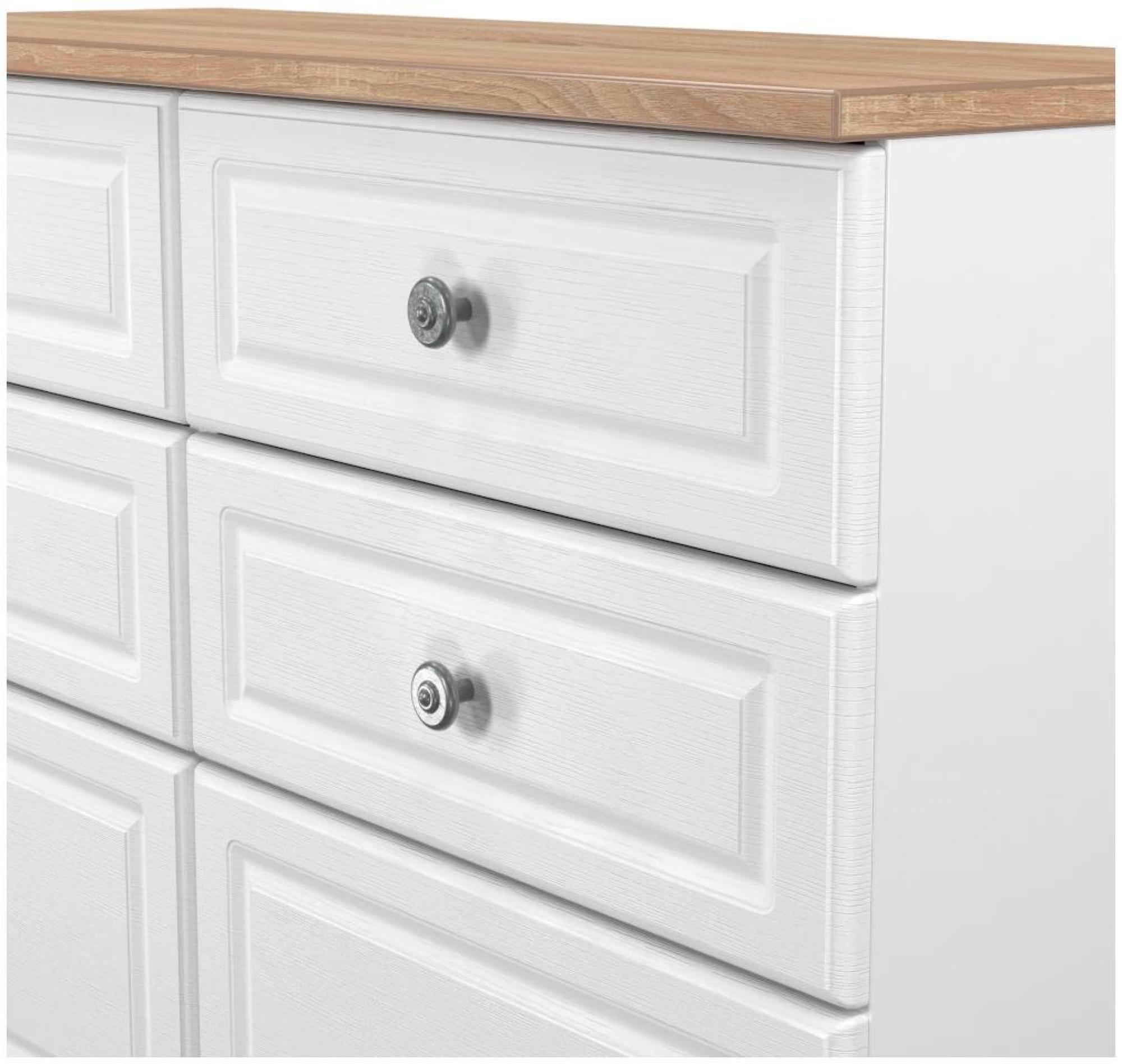 Product photograph of Norfolk White And Oak Effect Oak 6 Drawer Midi Chest from Choice Furniture Superstore.