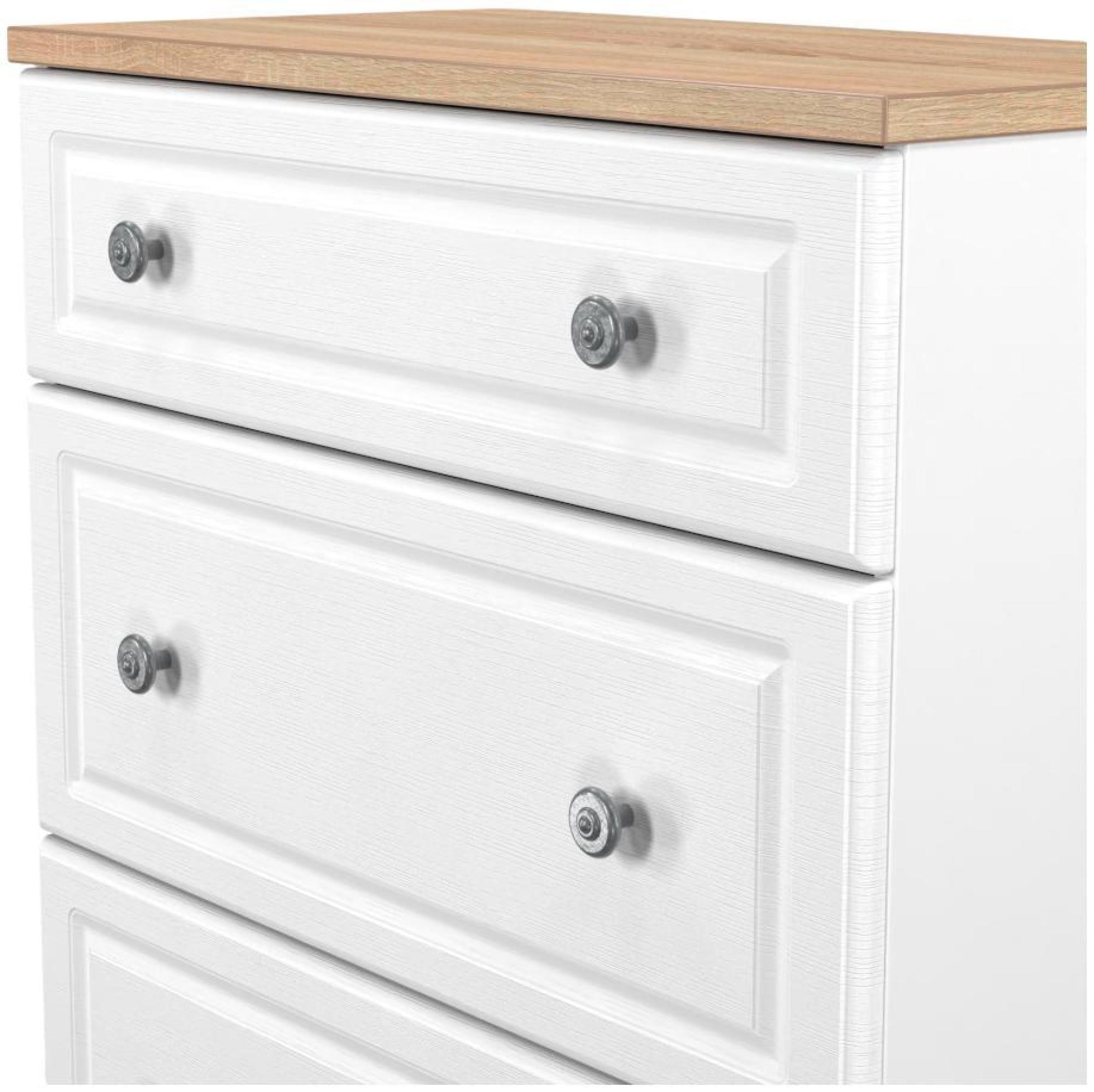 Product photograph of Norfolk White And Oak Effect 3 Drawer Deep Chest from Choice Furniture Superstore.
