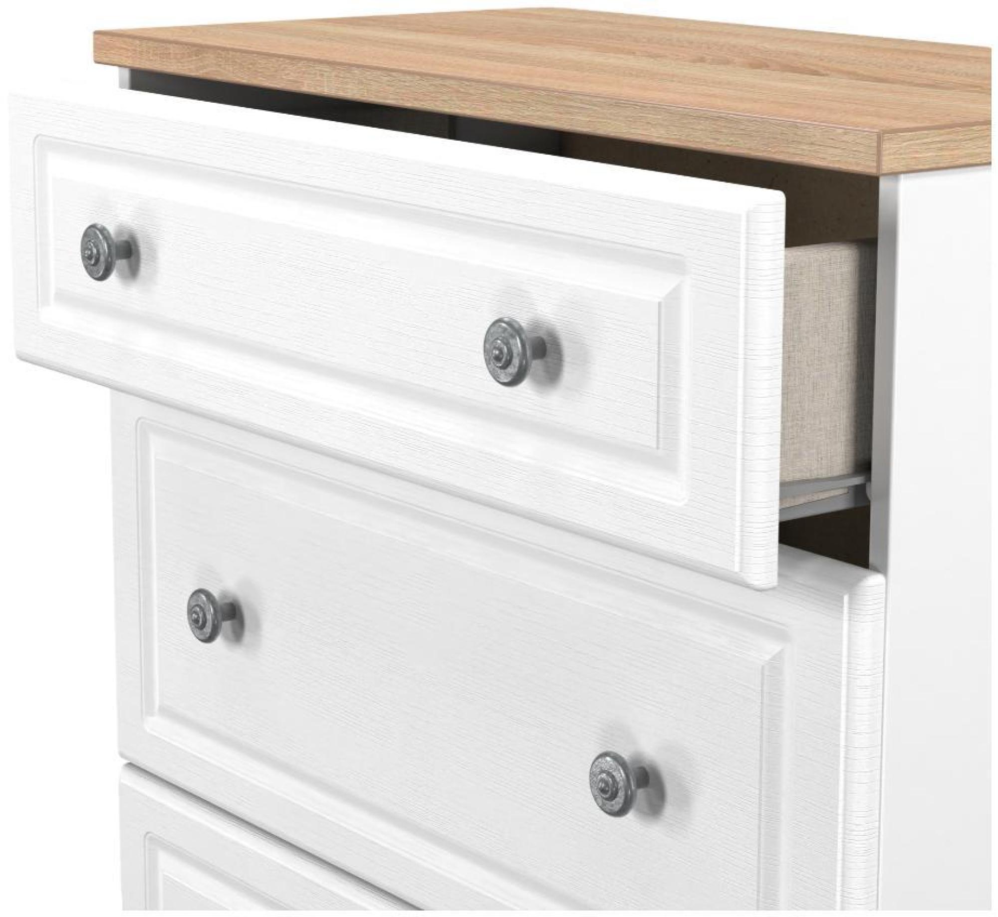 Product photograph of Norfolk White And Oak Effect 3 Drawer Deep Chest from Choice Furniture Superstore.