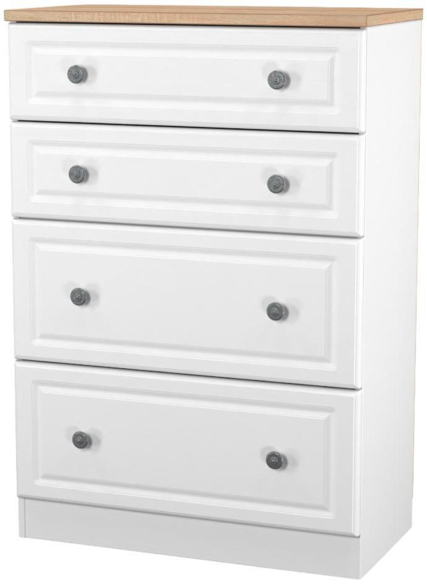Product photograph of Norfolk White And Oak Effect 4 Drawer Deep Chest from Choice Furniture Superstore.