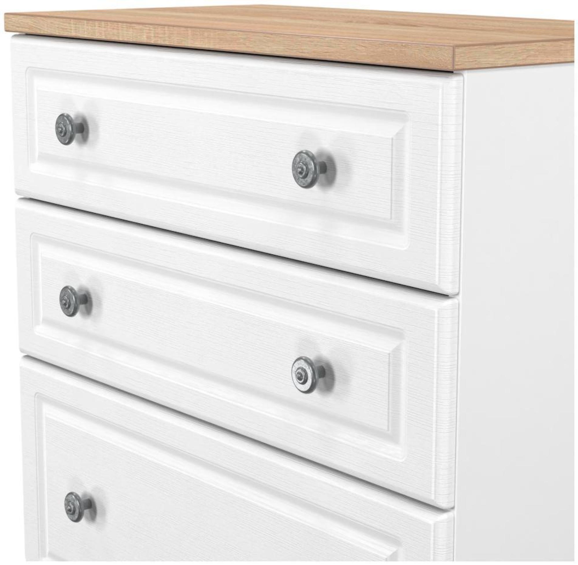 Product photograph of Norfolk White And Oak Effect 4 Drawer Deep Chest from Choice Furniture Superstore.