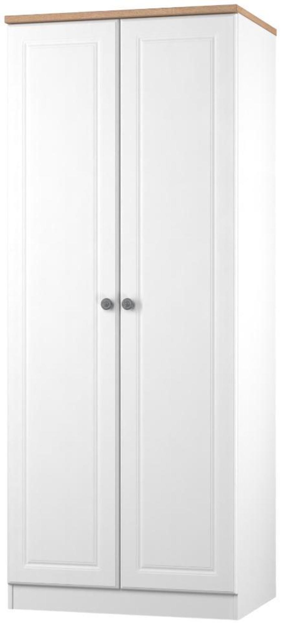 Product photograph of Norfolk White And Oak Effect 2 Door Plain Wardrobe from Choice Furniture Superstore.