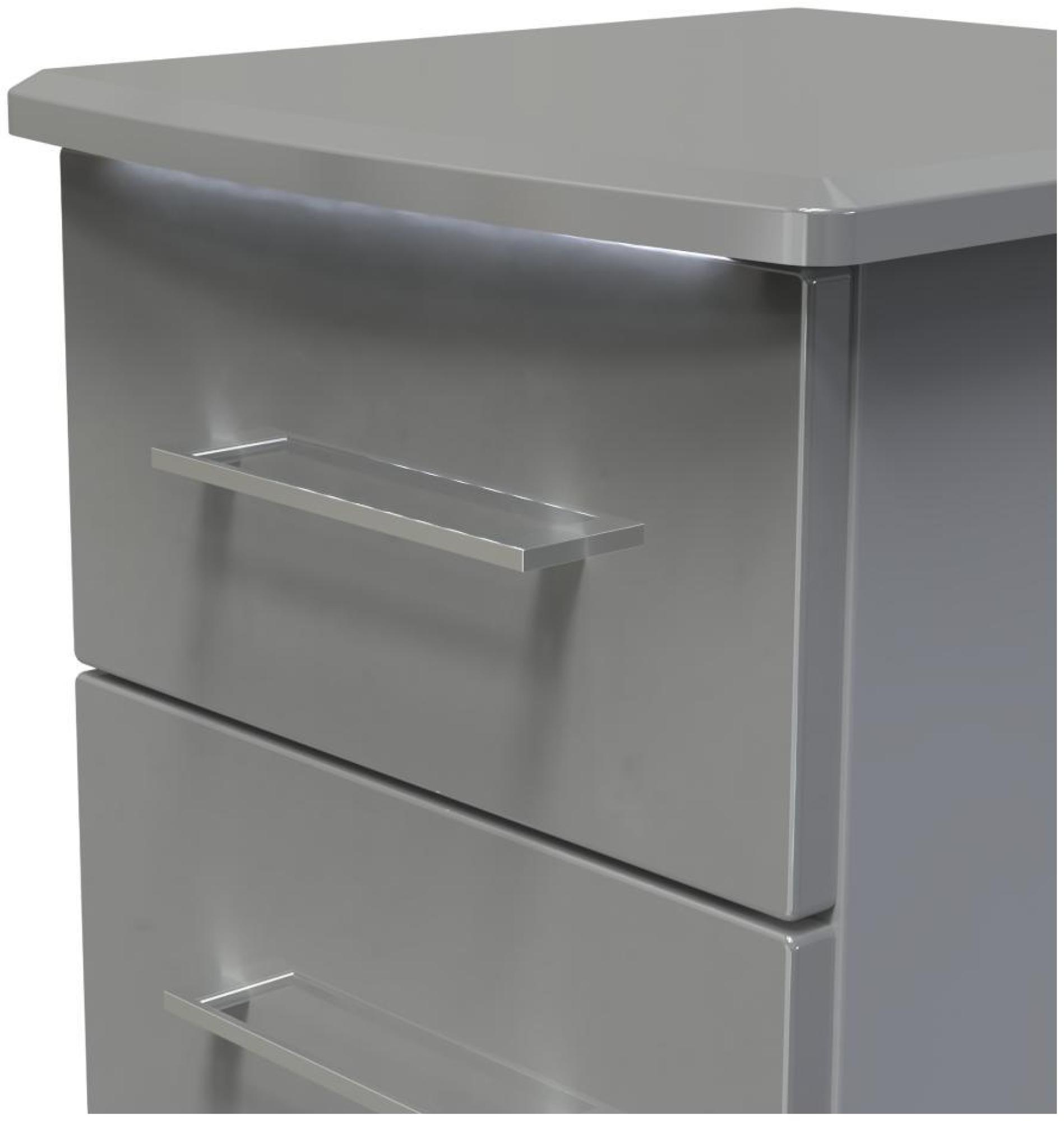 Product photograph of Paris Grey Gloss 2 Drawer Bedside Cabinet from Choice Furniture Superstore.