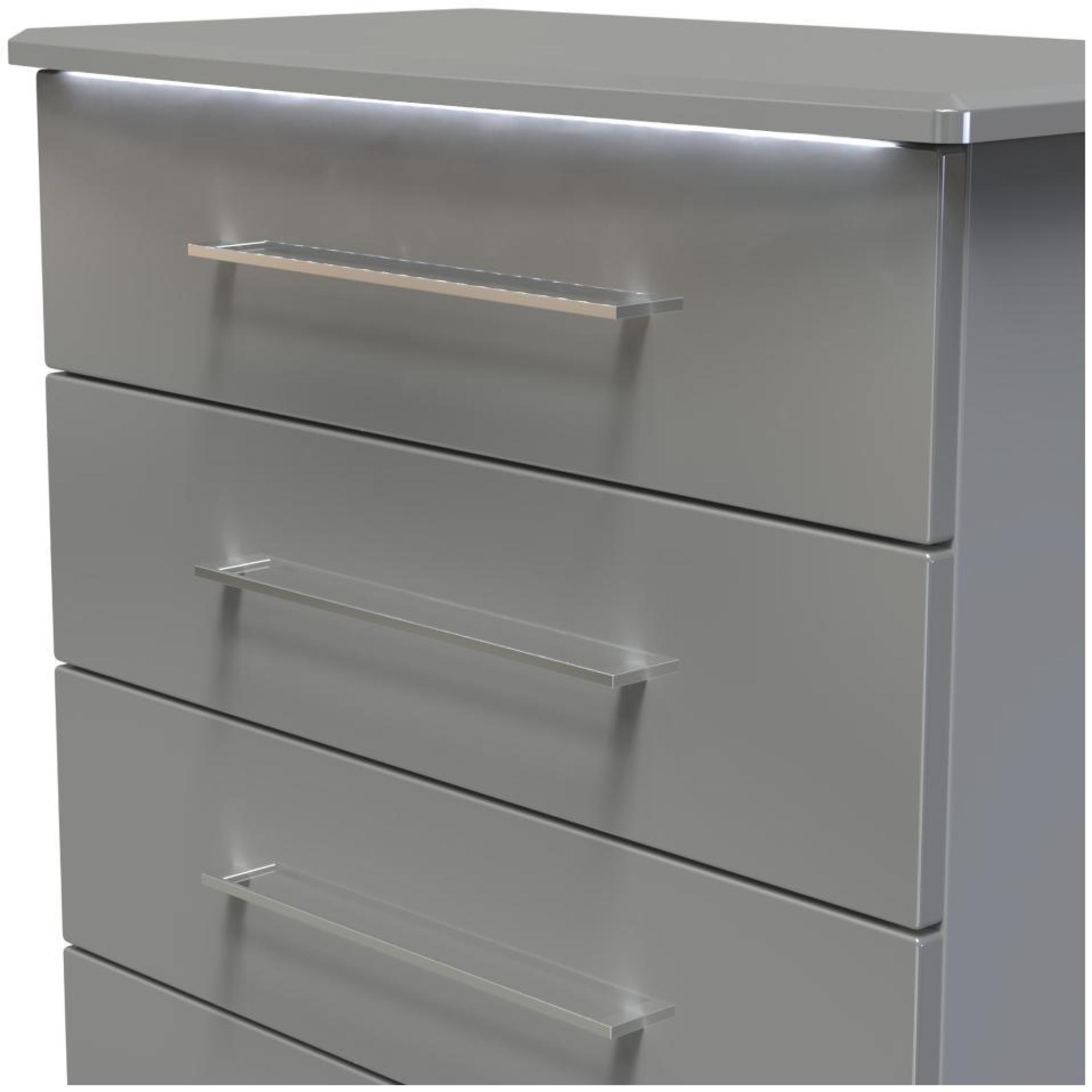 Product photograph of Paris Grey Gloss 5 Drawer Chest from Choice Furniture Superstore.